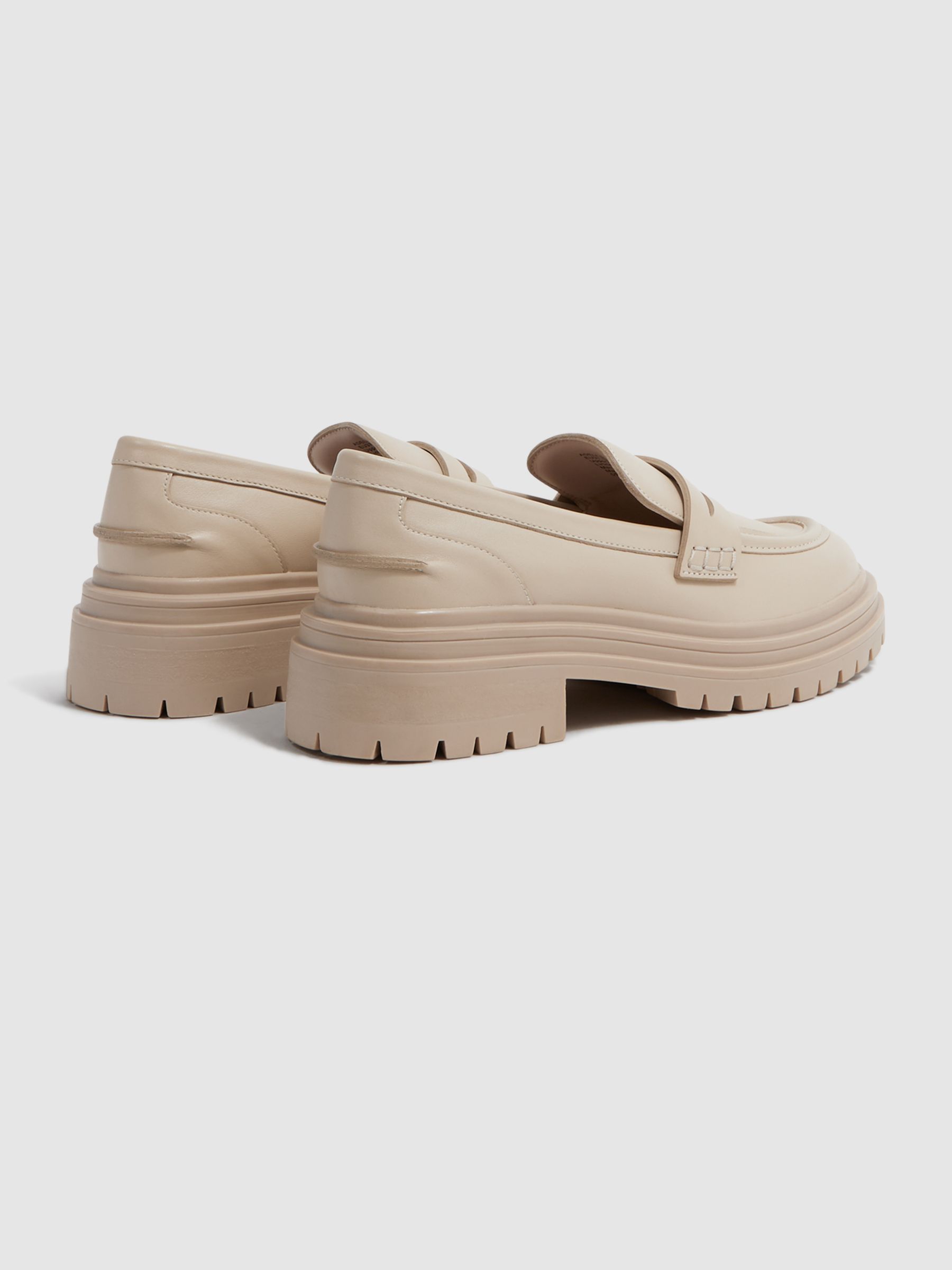 Leather Chunky Cleated Loafers in Ecru - Image 4 of 5