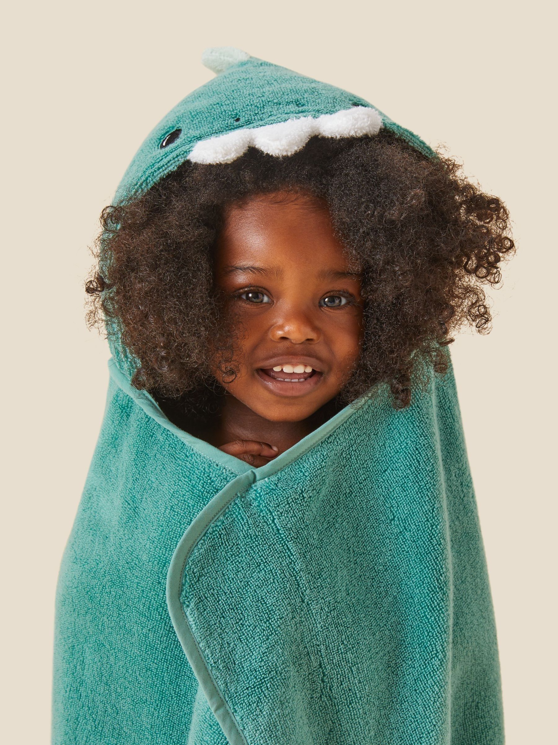 MORI Green Dino Supersoft Hooded Towel - Image 1 of 6