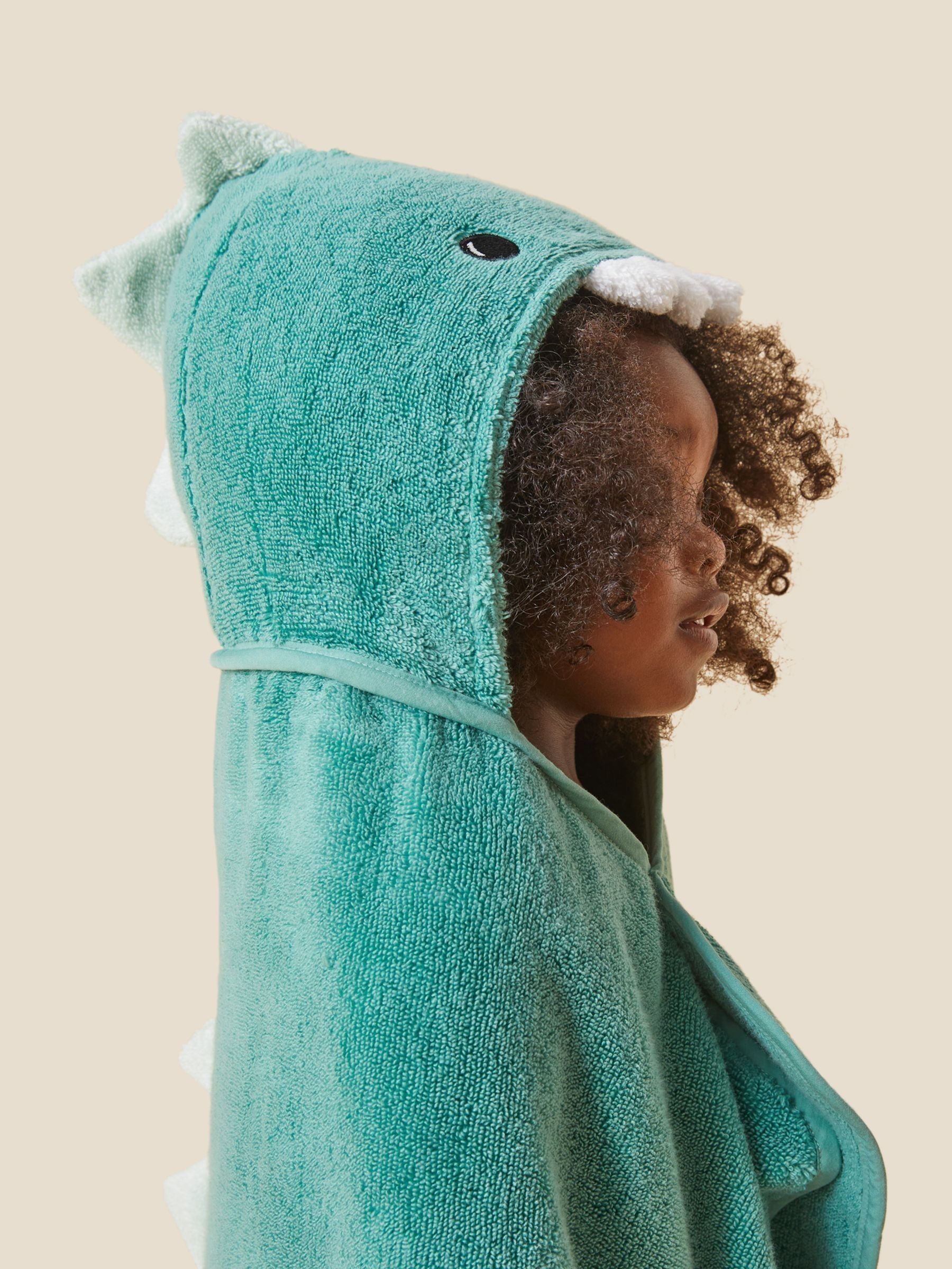 MORI Green Dino Supersoft Hooded Towel - Image 2 of 6