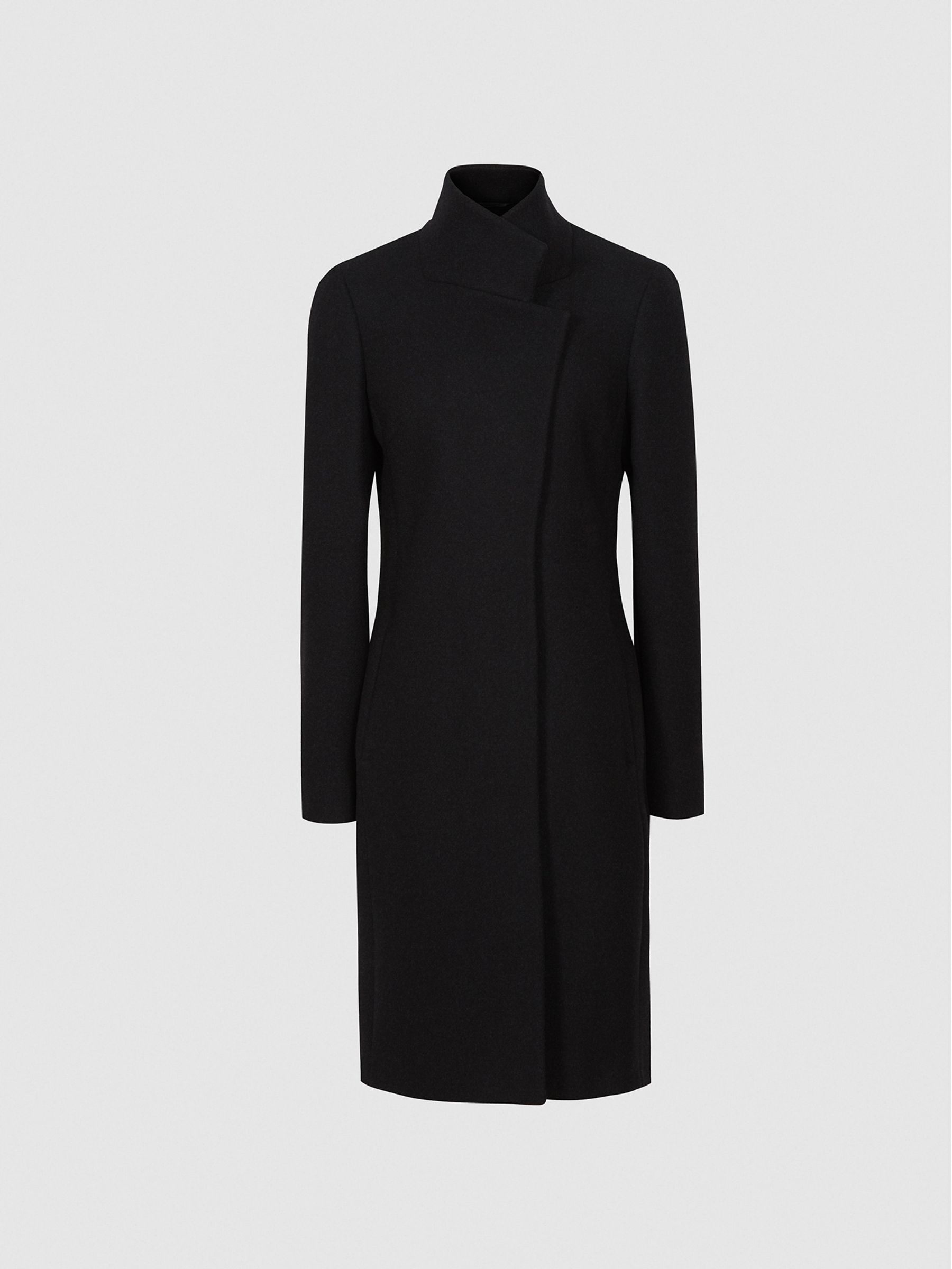 Wool Blend Mid Length Coat in Black - Image 2 of 4