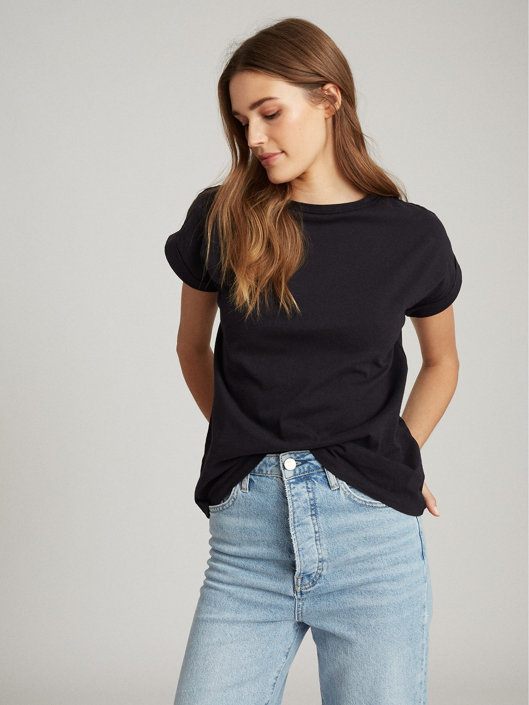 Cotton Jersey T-Shirt in Navy - Image 3 of 5