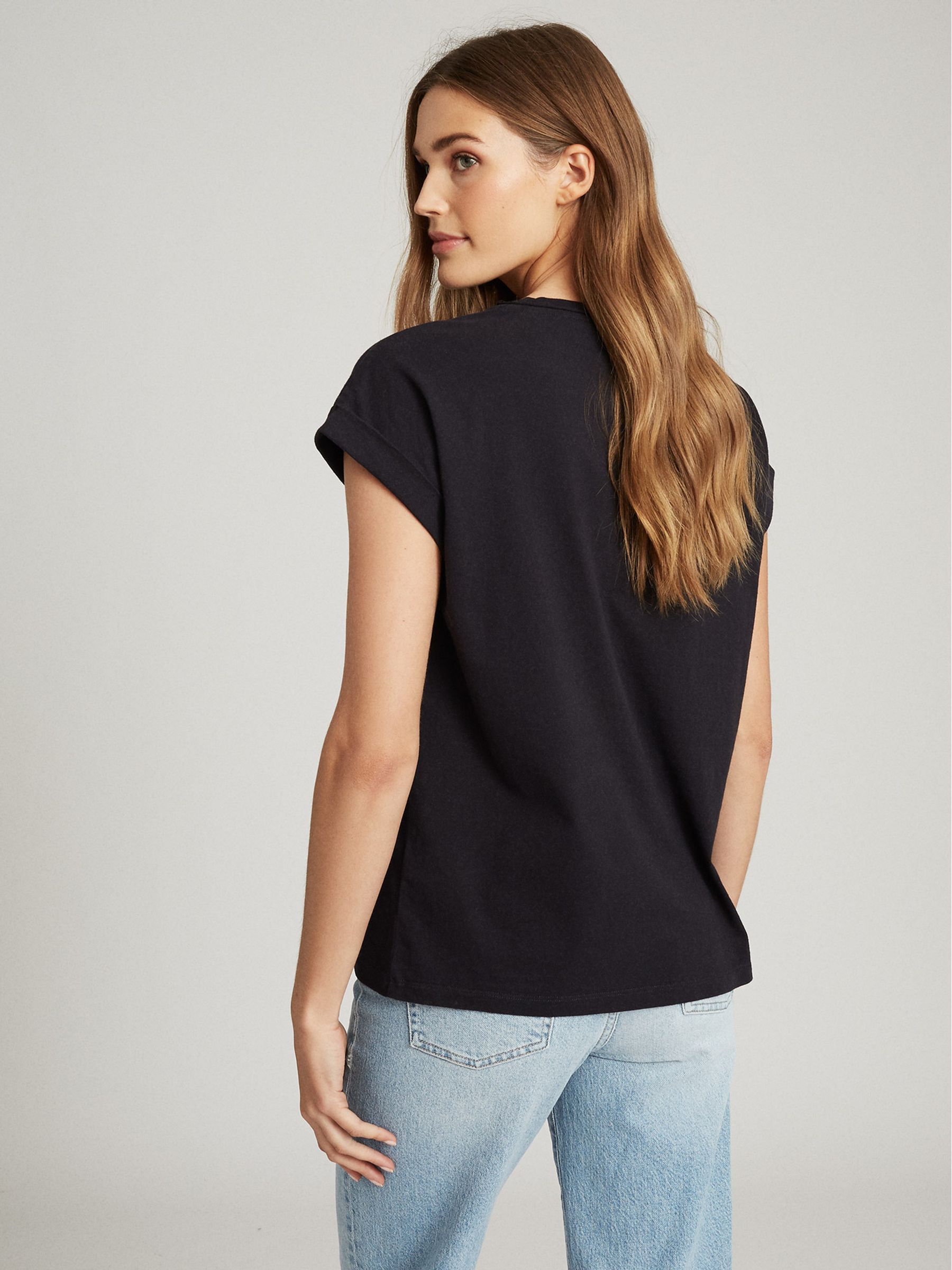 Cotton Jersey T-Shirt in Navy - Image 5 of 5