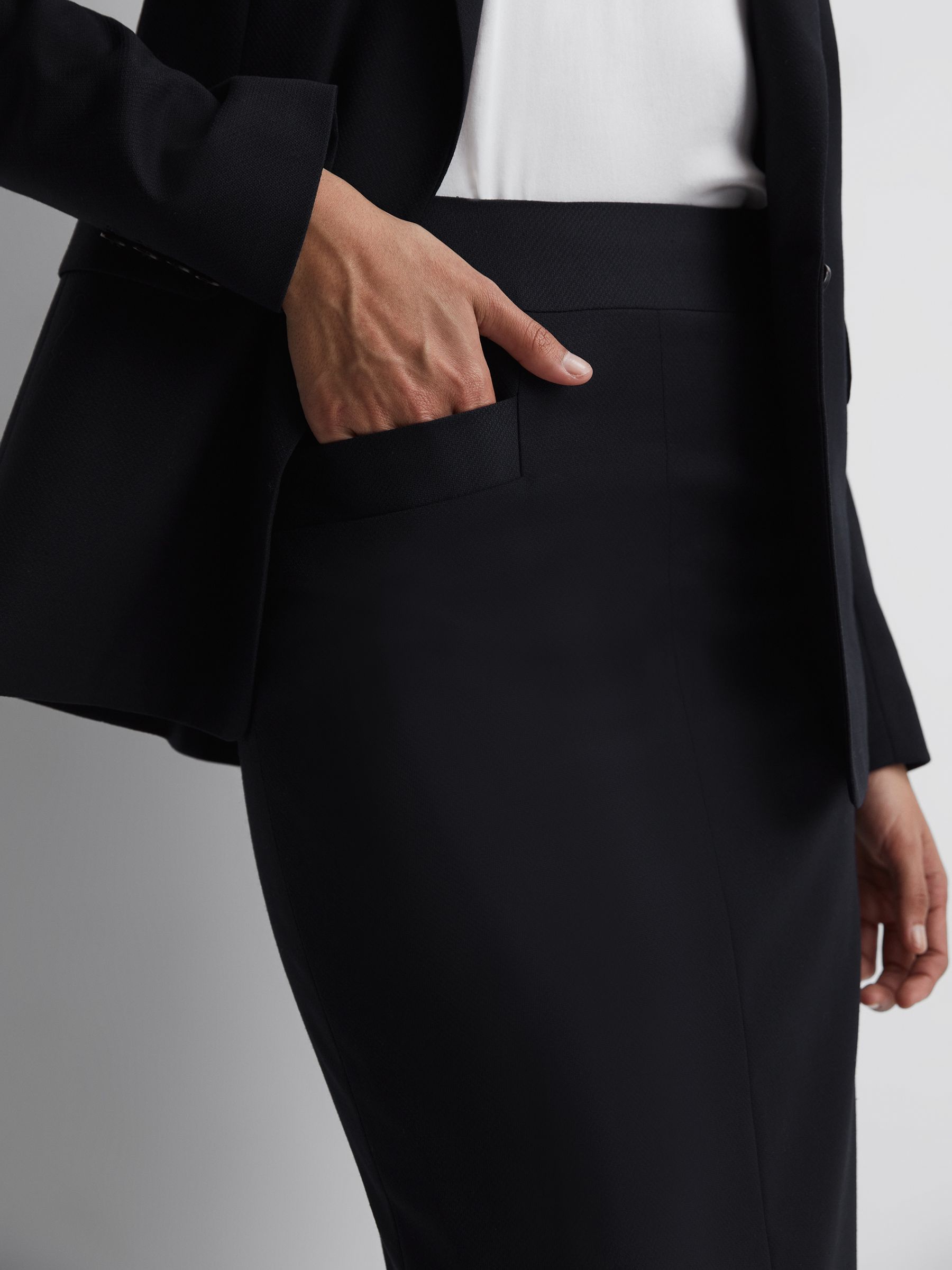 Tailored Pencil Skirt in Navy - Image 3 of 5