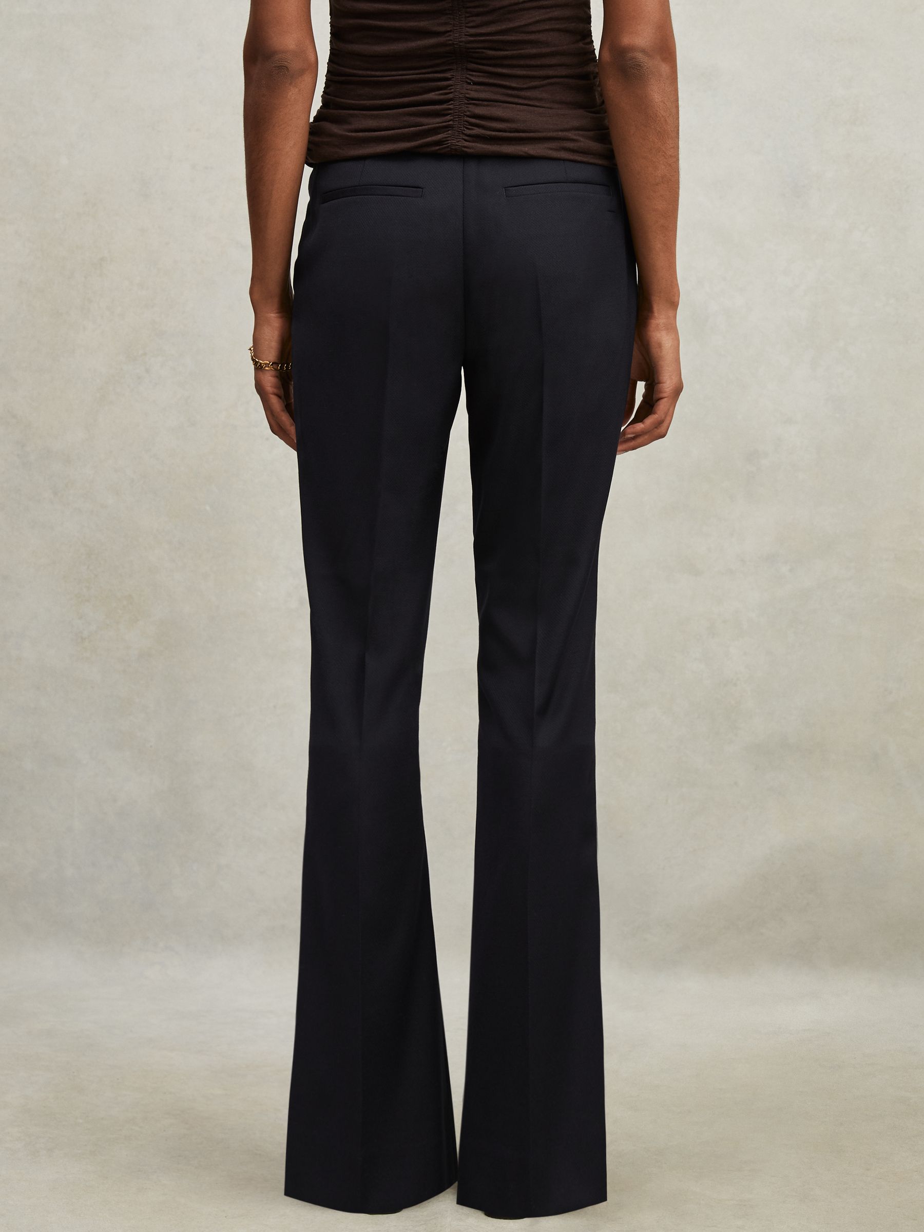 Wool-Blend Tailored Flared Suit Trousers in Navy - image 4
