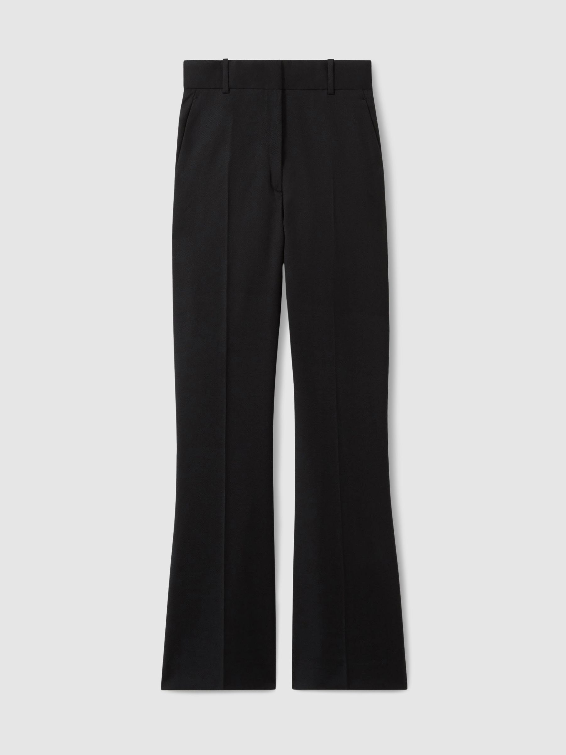Wool-Blend Tailored Flared Suit Trousers in Black - Image 2 of 6