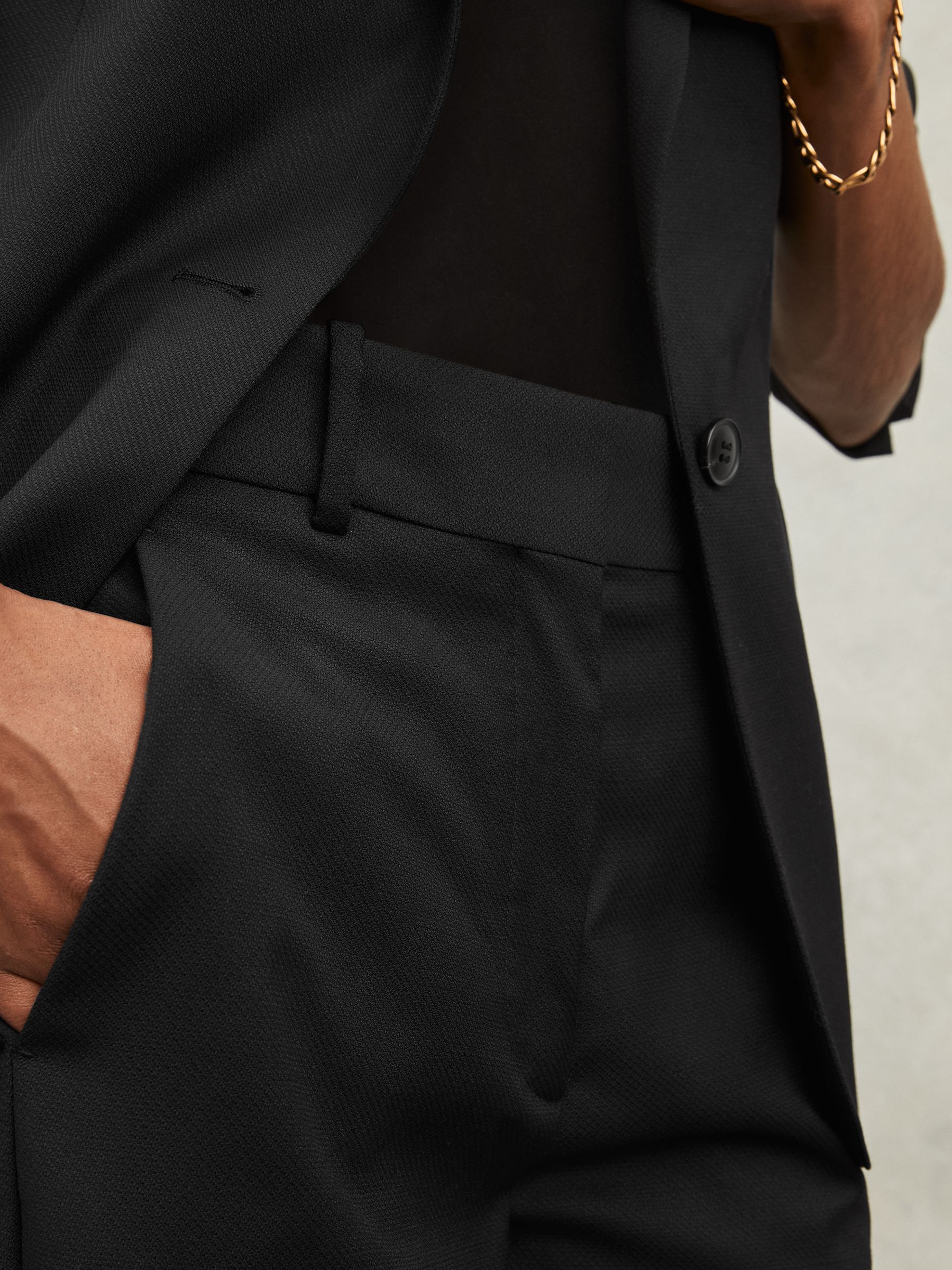 Wool-Blend Tailored Flared Suit Trousers in Black - Image 4 of 6
