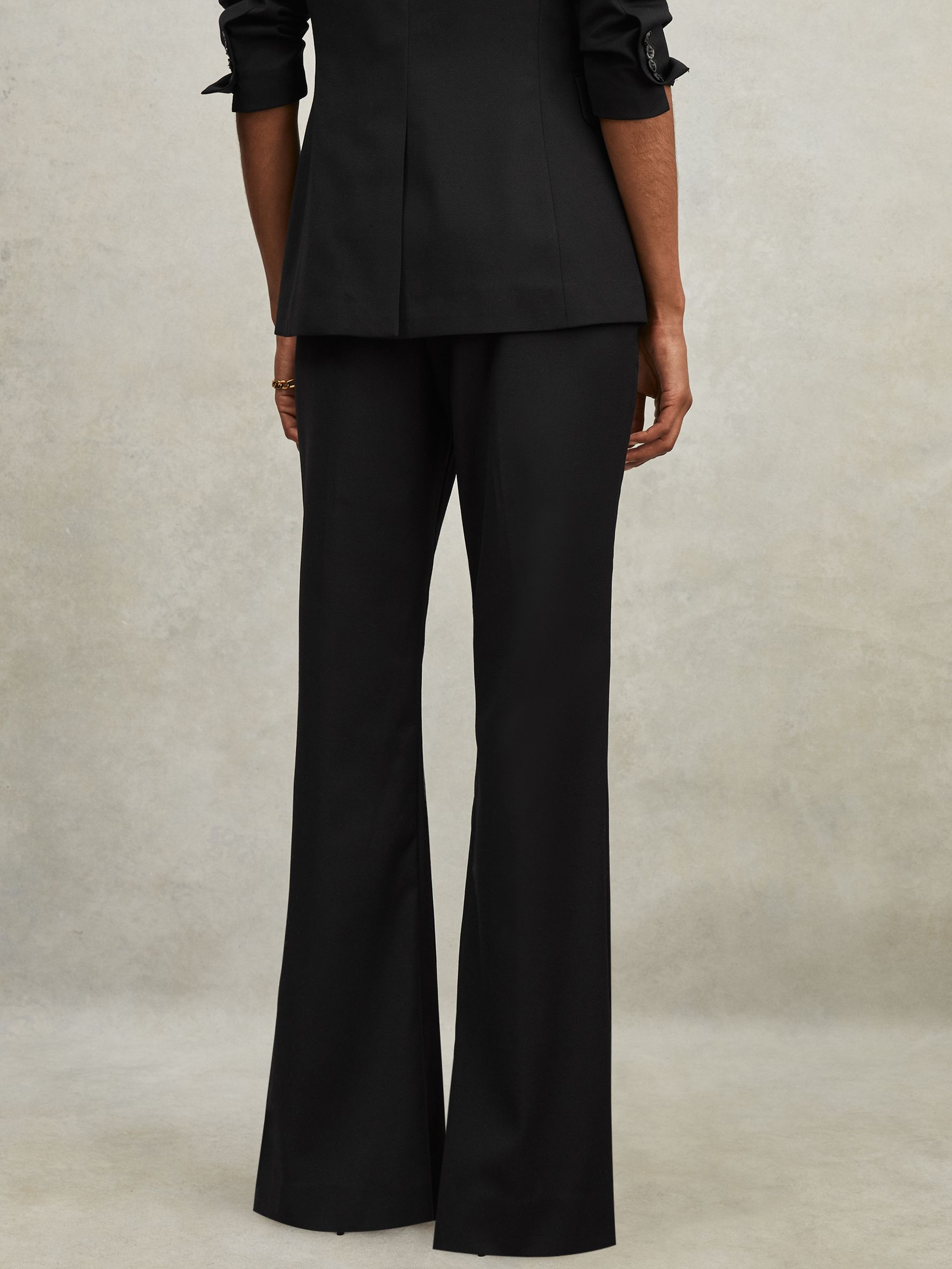Wool-Blend Tailored Flared Suit Trousers in Black - Image 5 of 6