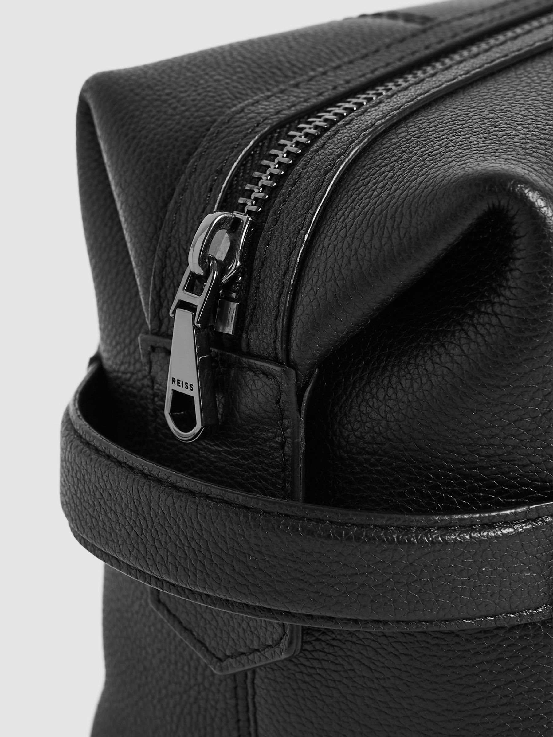 Leather Washbag in Black - Image 3 of 3