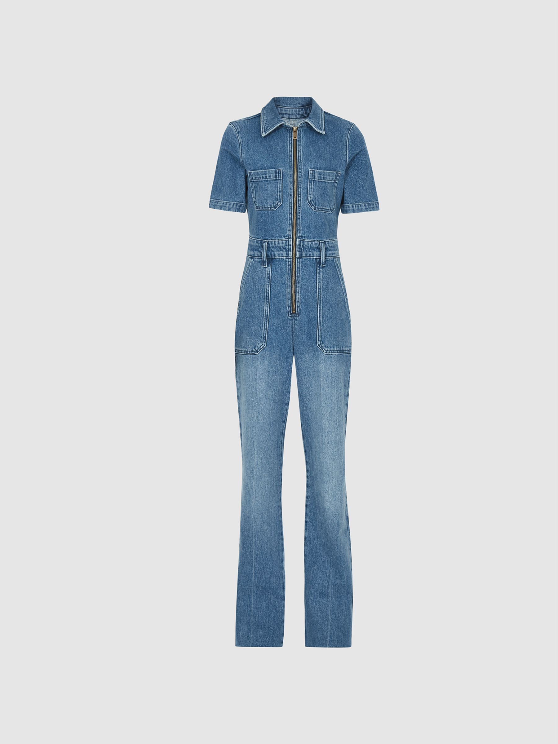 Petite Denim Jumpsuit in Blue - Image 2 of 7 Petite Denim Jumpsuit in Blue - Image 2 of 7