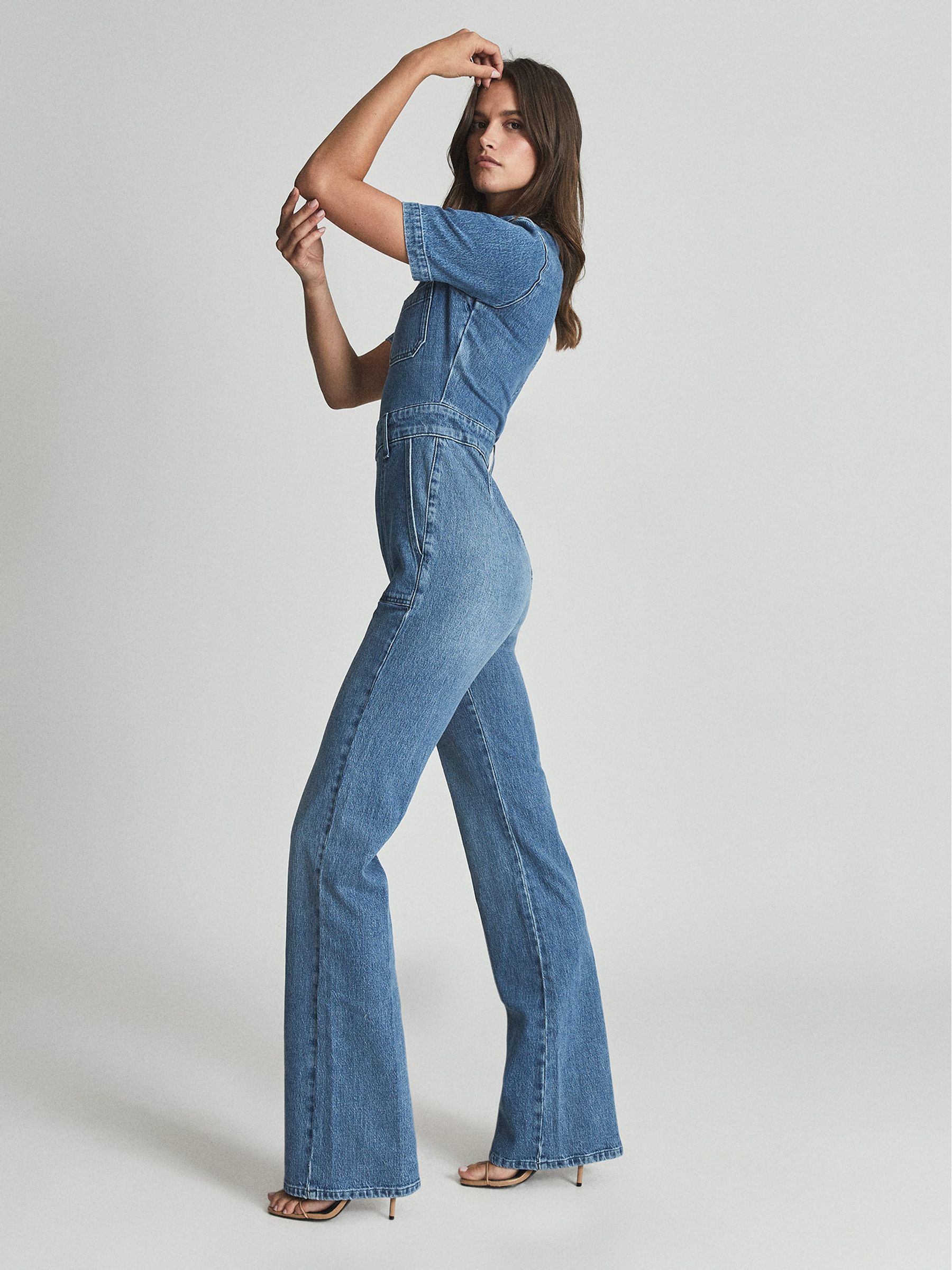 Petite Denim Jumpsuit in Blue - Image 4 of 7