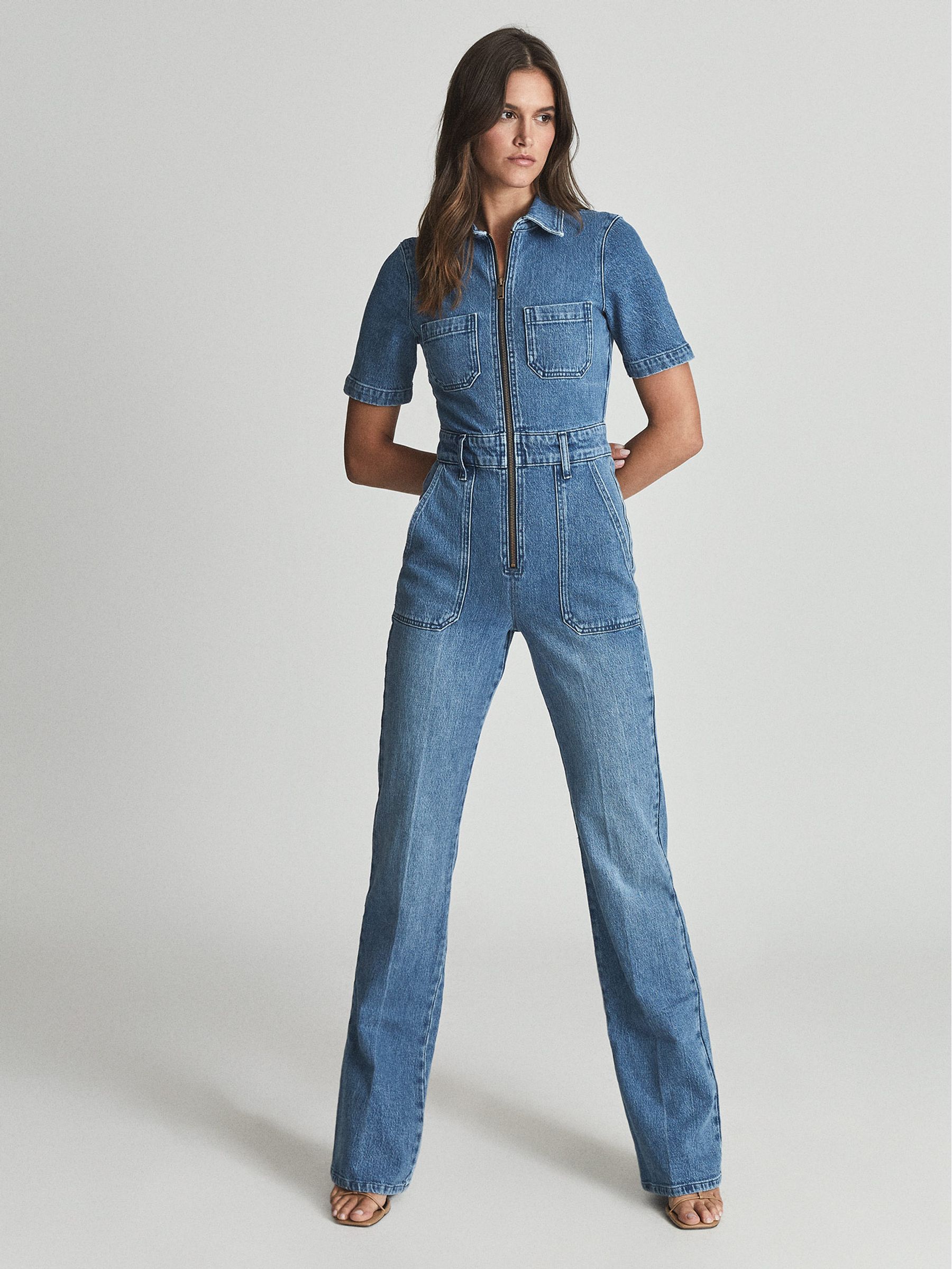 Petite Denim Jumpsuit in Blue - Image 6 of 7