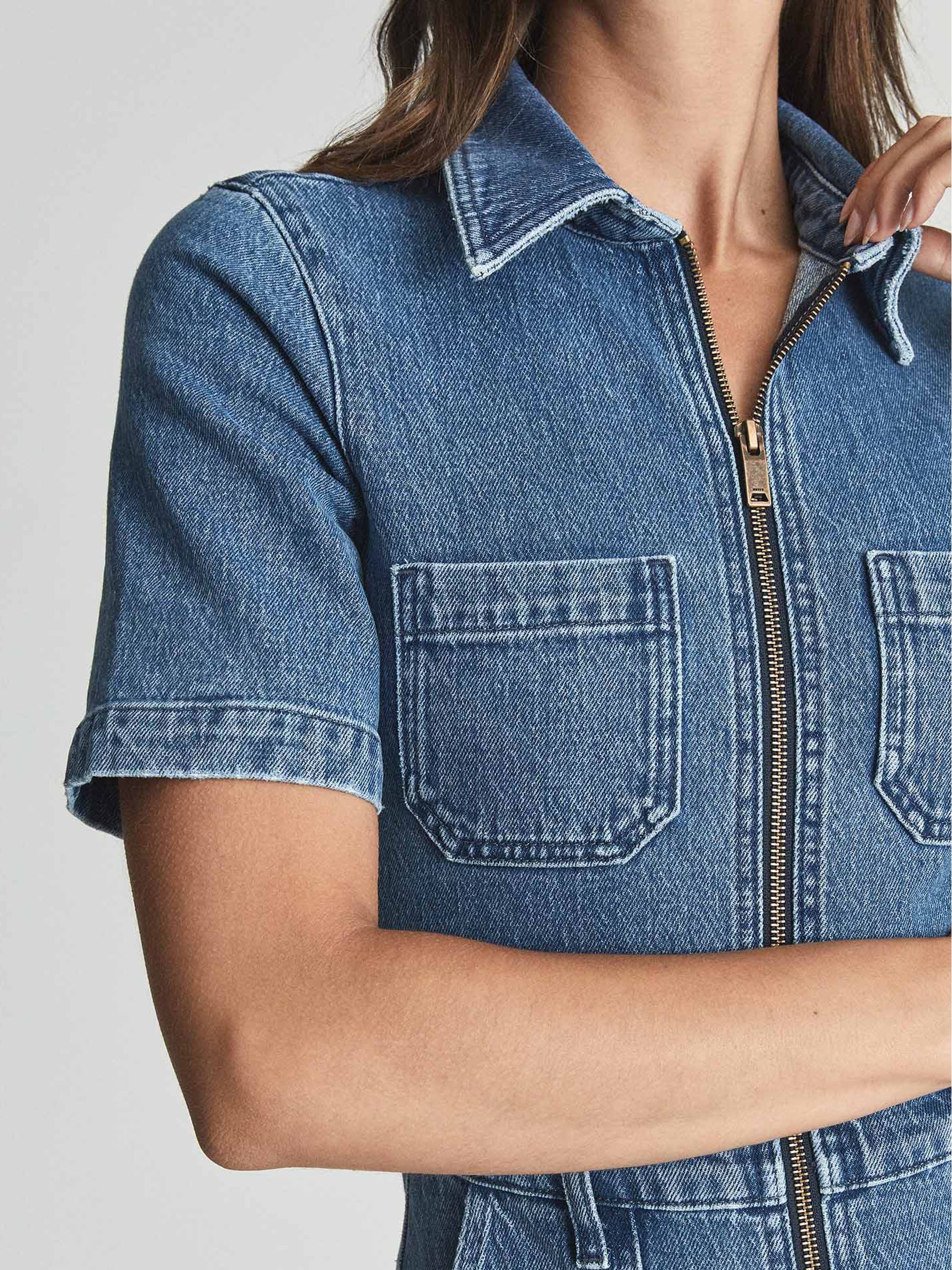 Petite Denim Jumpsuit in Blue - Image 7 of 7