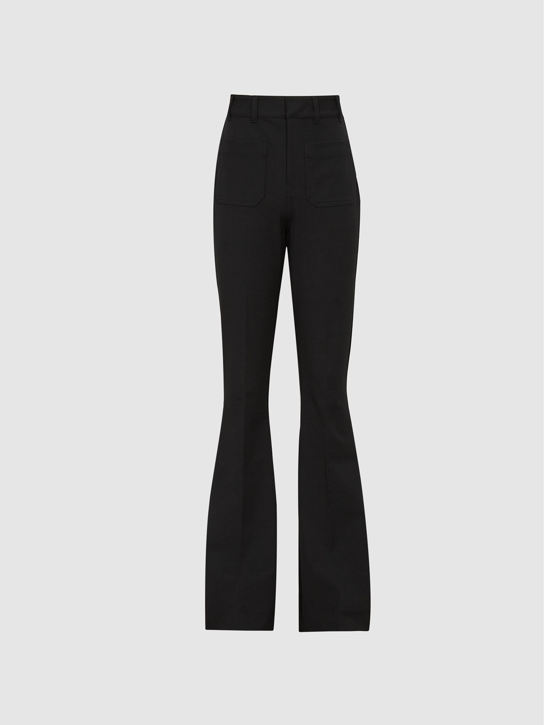 Petite High Rise Skinny Flared Trousers in Black - Image 2 of 5