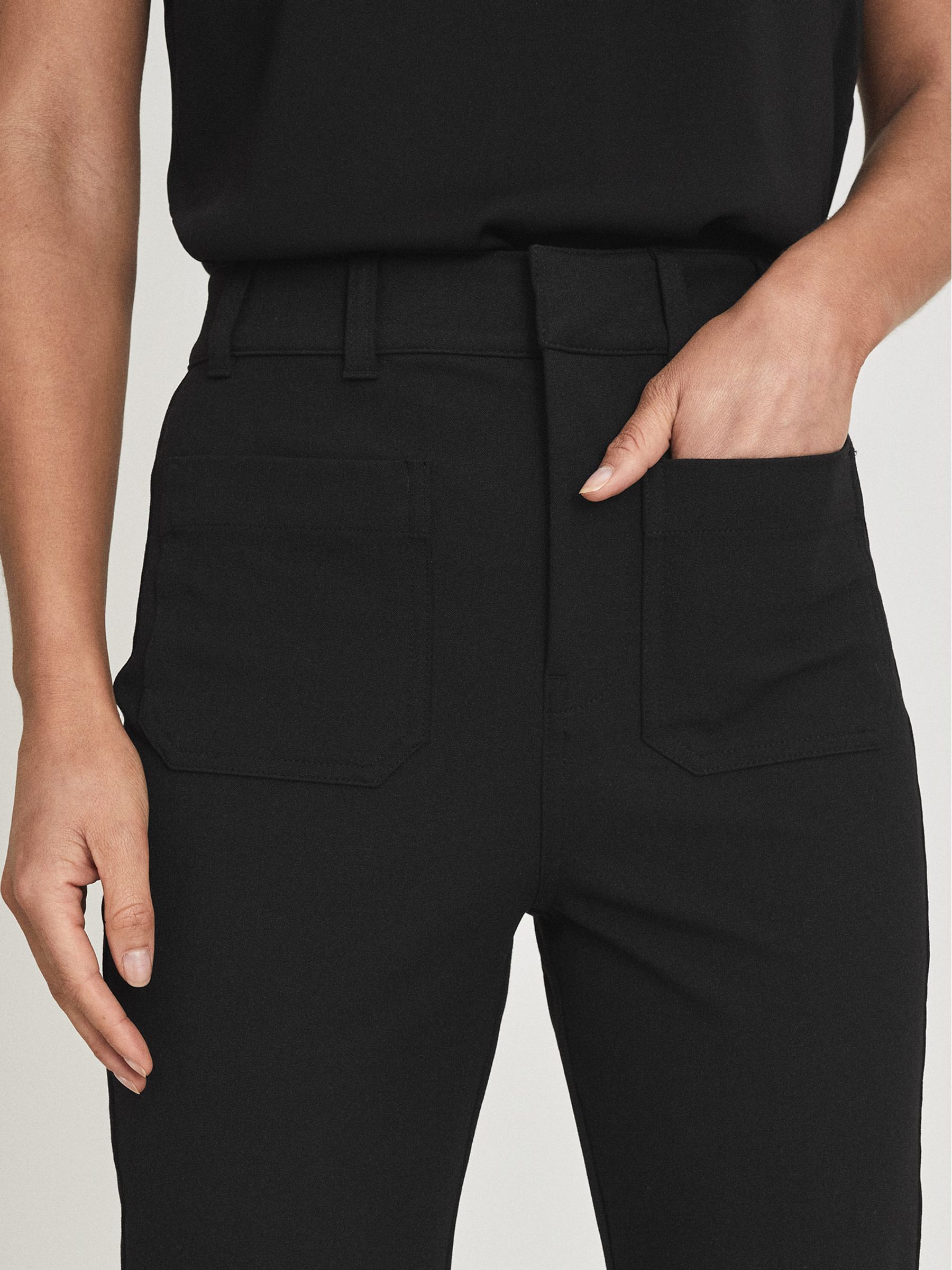 Petite High Rise Skinny Flared Trousers in Black - Image 4 of 5