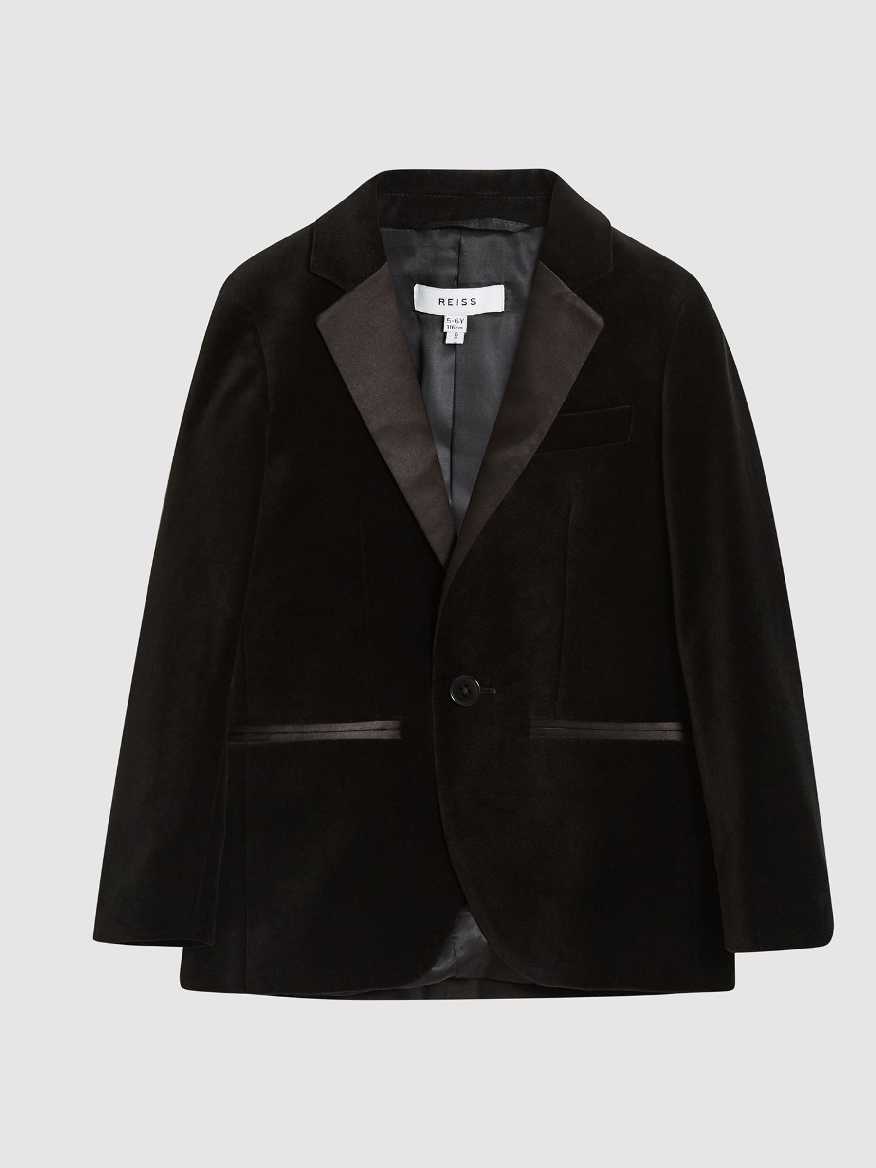 Velvet Single Breasted Blazer in Black - Image 2 of 6
