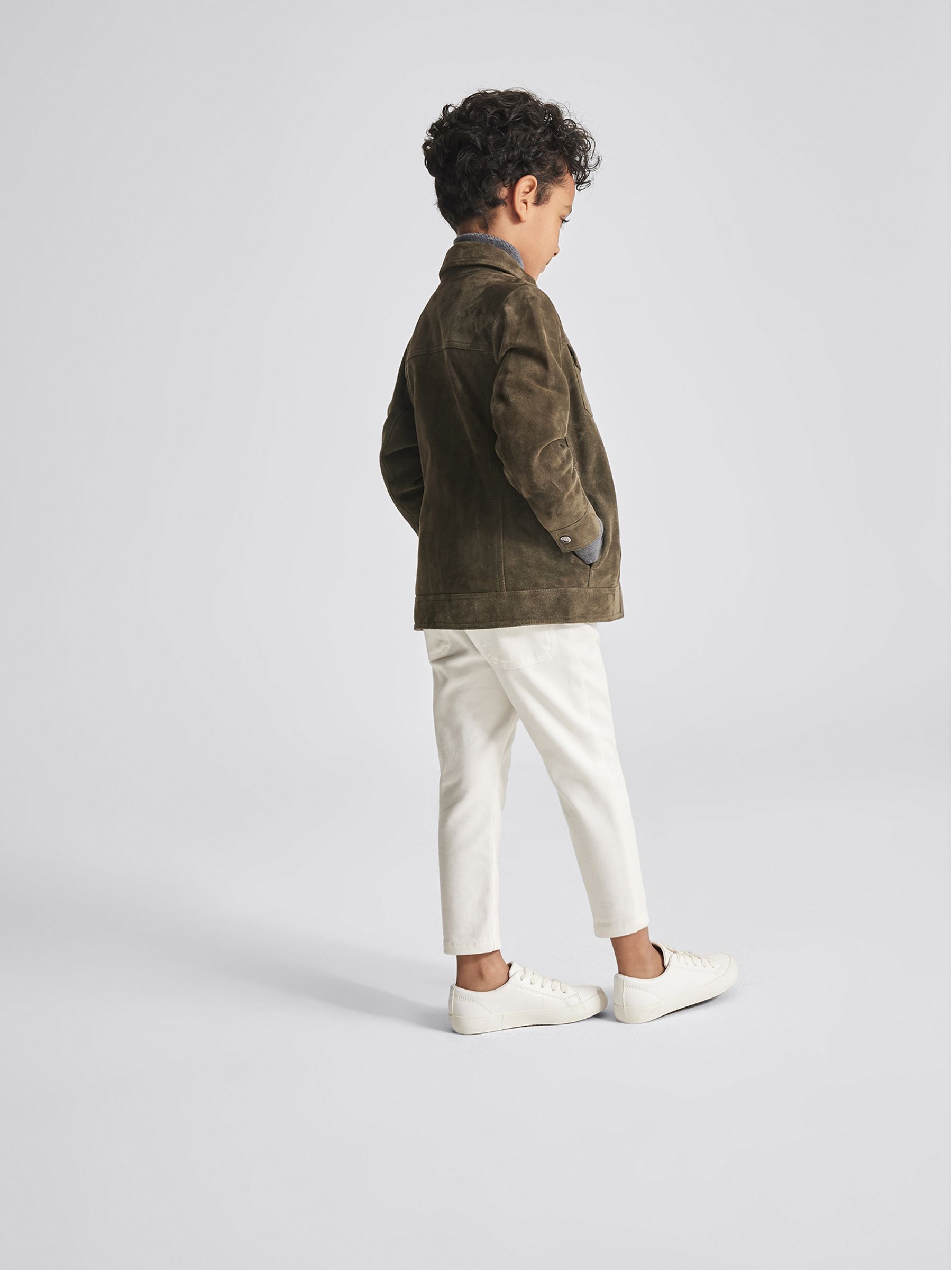 Suede Zip Through Jacket in Green - Image 5 of 6