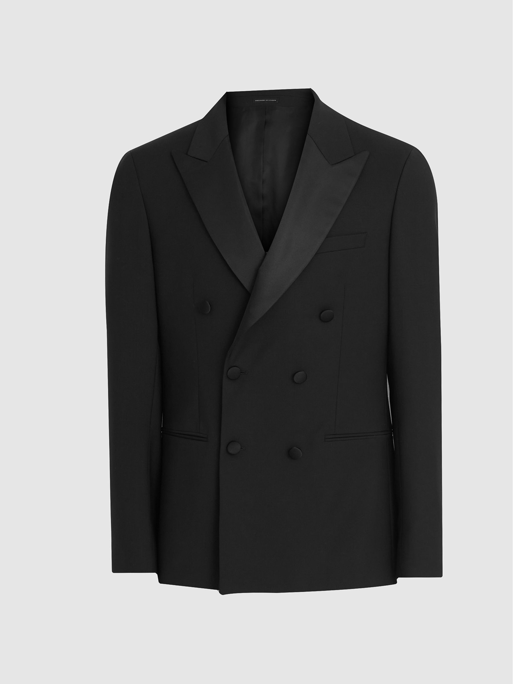 Rodman Black Satin Double Breasted Slim Fit Tuxedo Jacket - Image 2 of 6