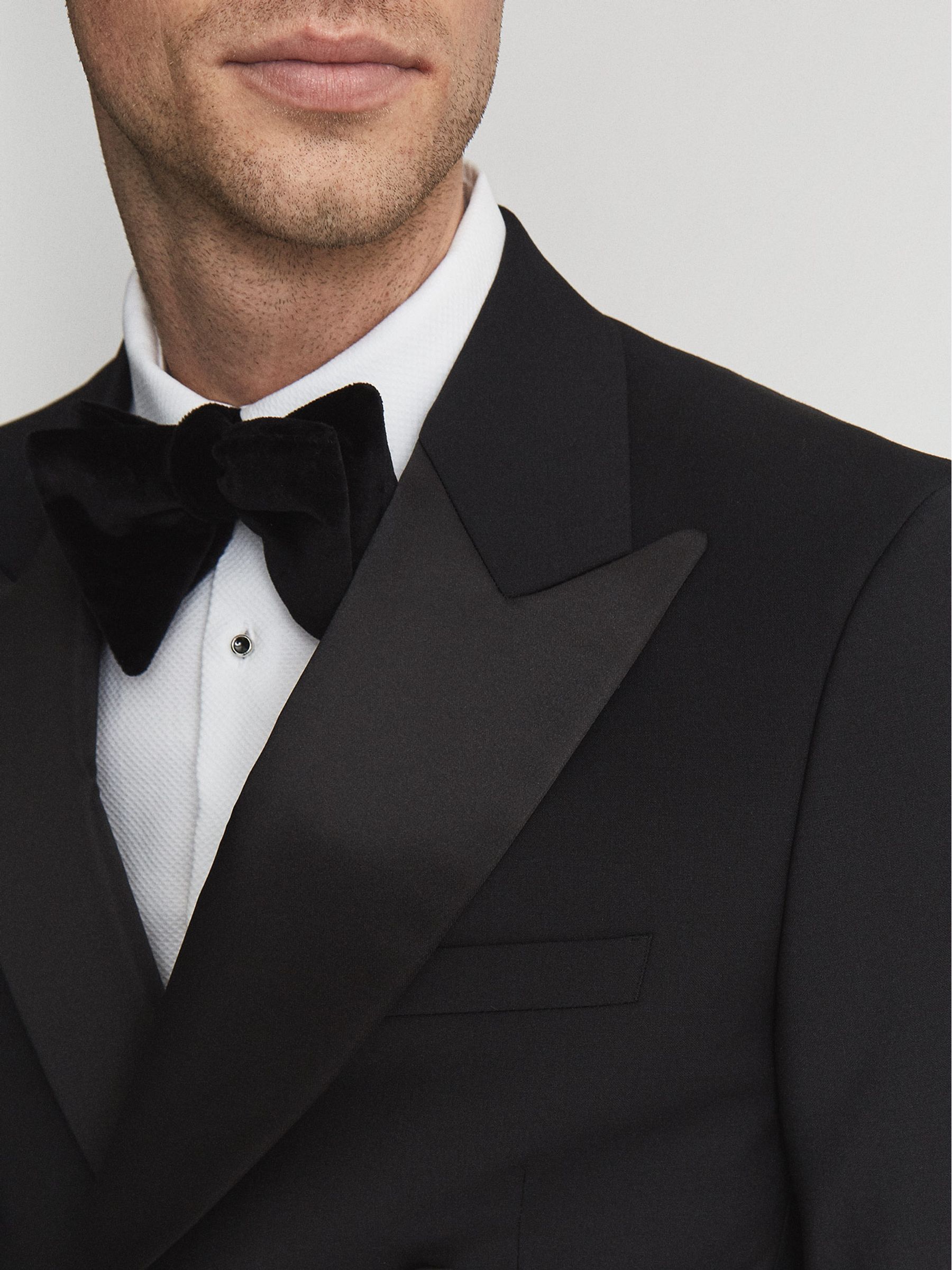 Rodman Black Satin Double Breasted Slim Fit Tuxedo Jacket - Image 6 of 6