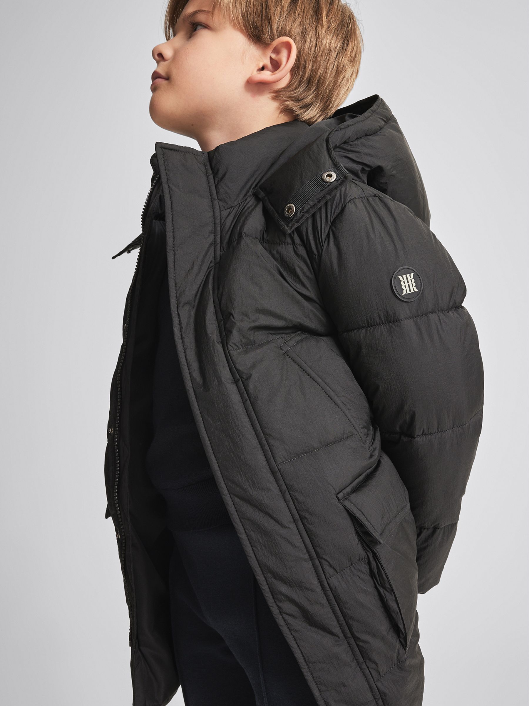 Hooded Puffer Jacket in Black - Image 4 of 6