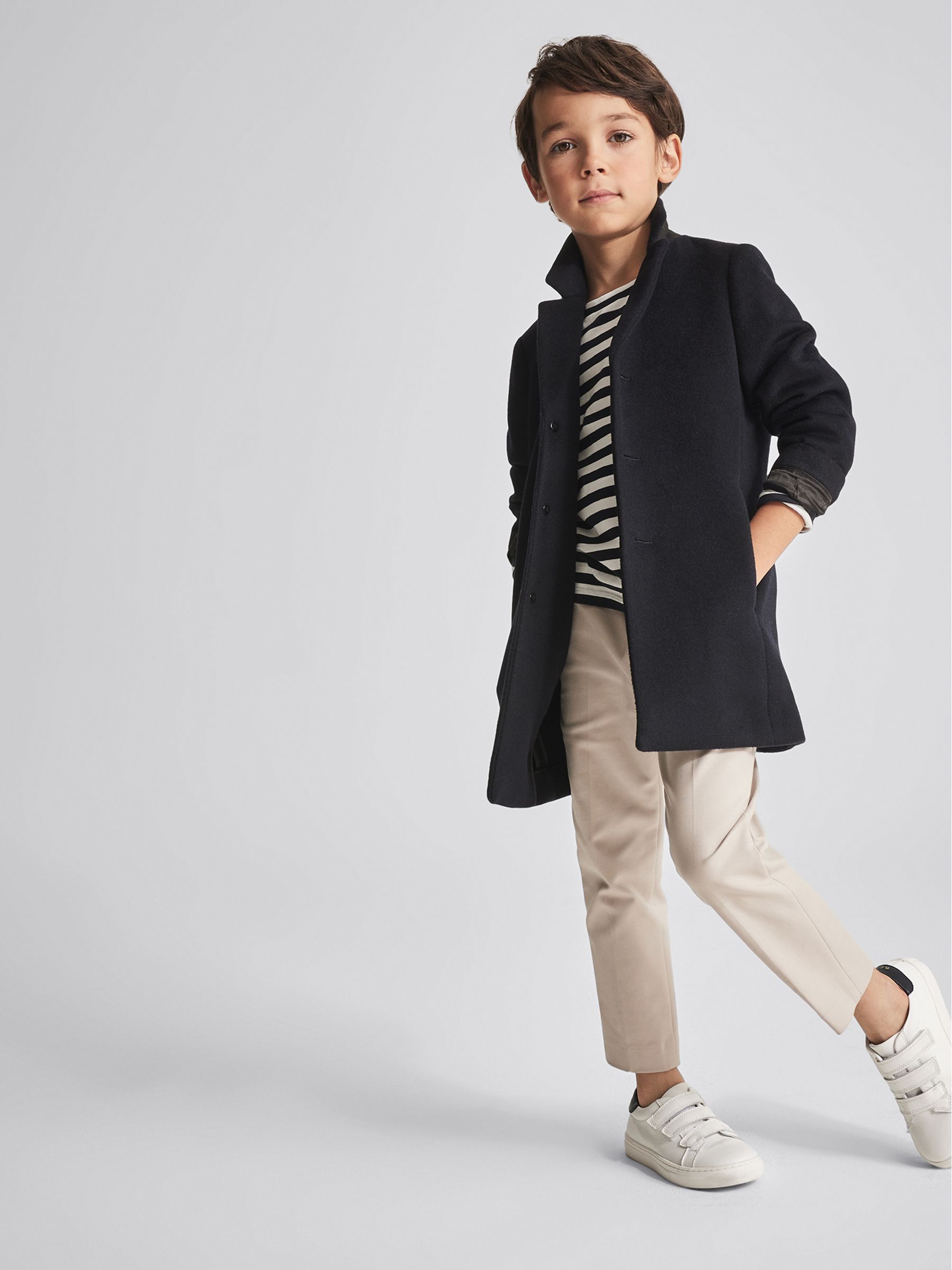 Single Breasted Overcoat in Navy - Image 1 of 6