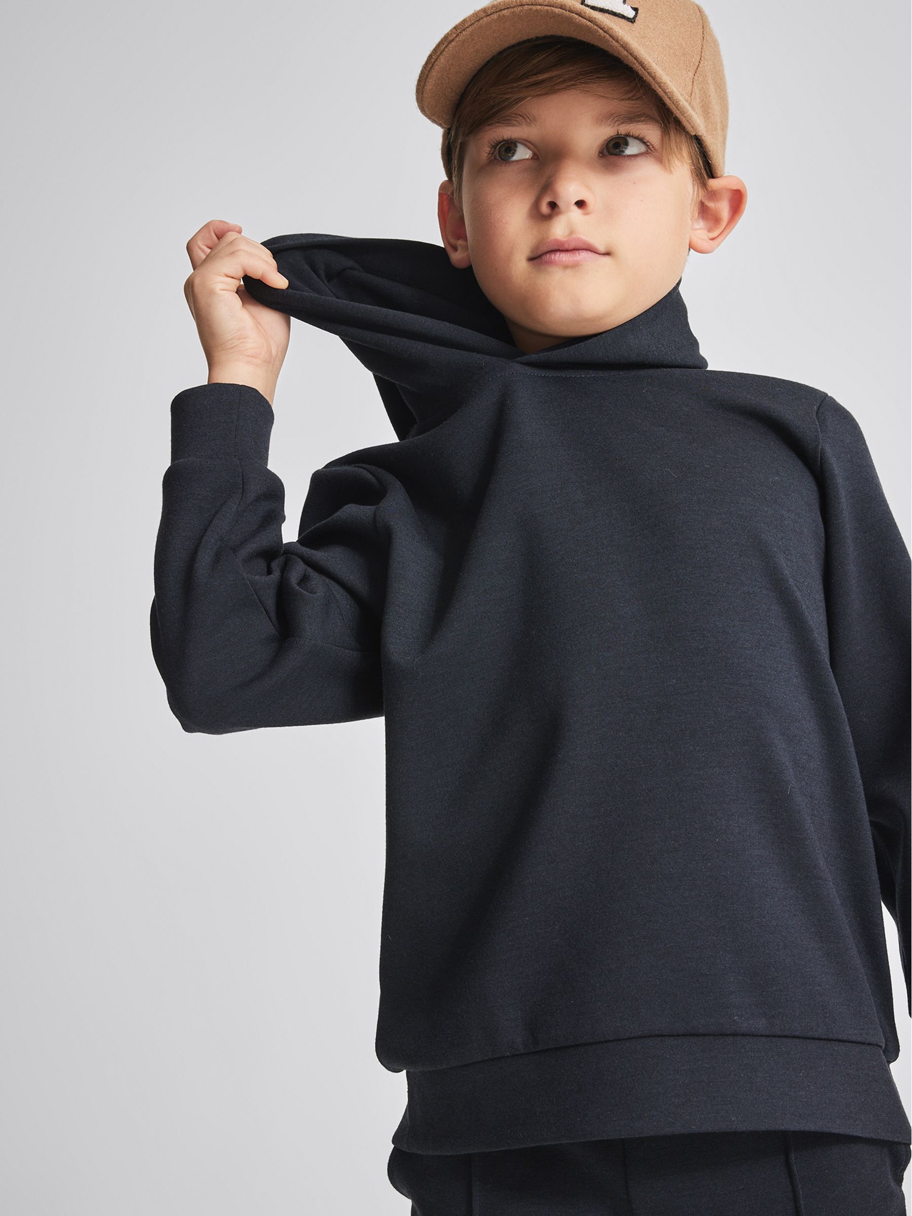 Jersey Hoodie in Navy - Image 3 of 6