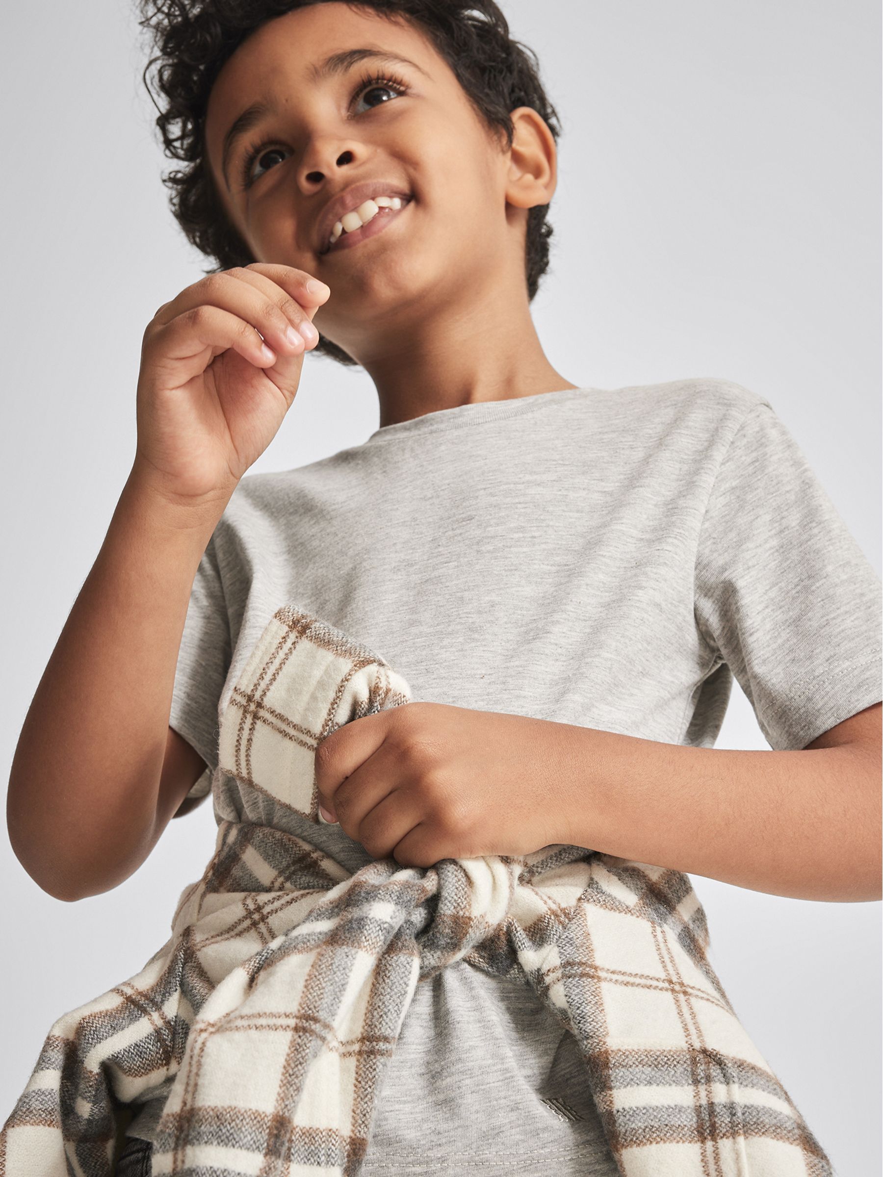 3-9 yrs Cotton Crew Neck T-Shirt in Grey Dark - Image 3 of 6