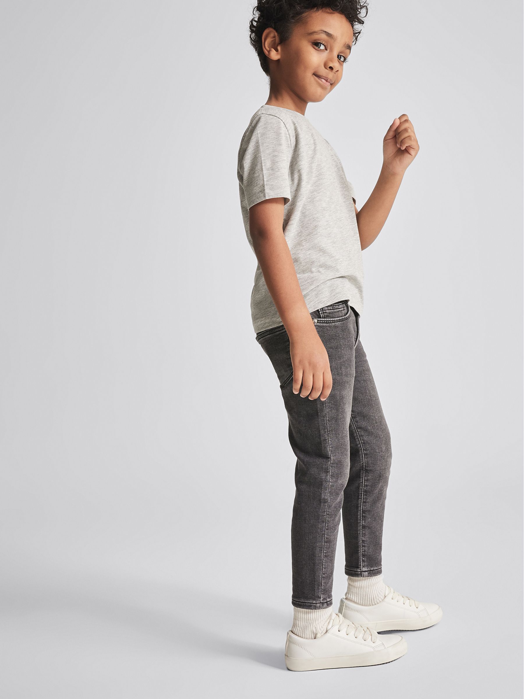 3-9 yrs Cotton Crew Neck T-Shirt in Grey Dark - Image 4 of 6