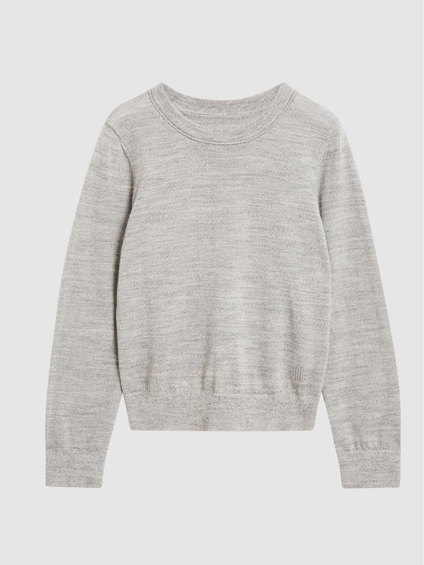 Crew Neck Knitted Jumper in Soft Grey Mouli - Image 2 of 6