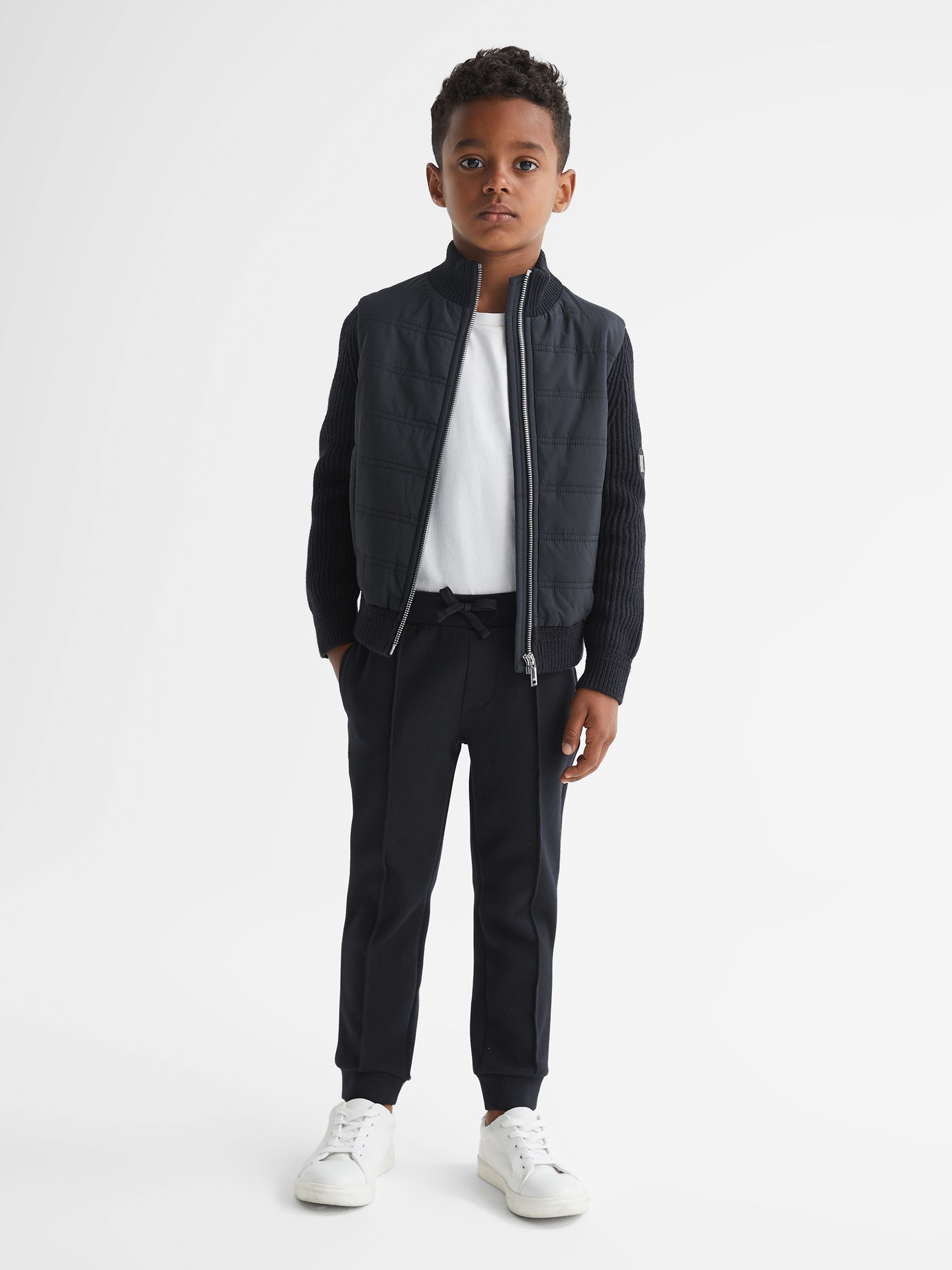 Zip Up Knitted Jumper in Navy - Image 3 of 7