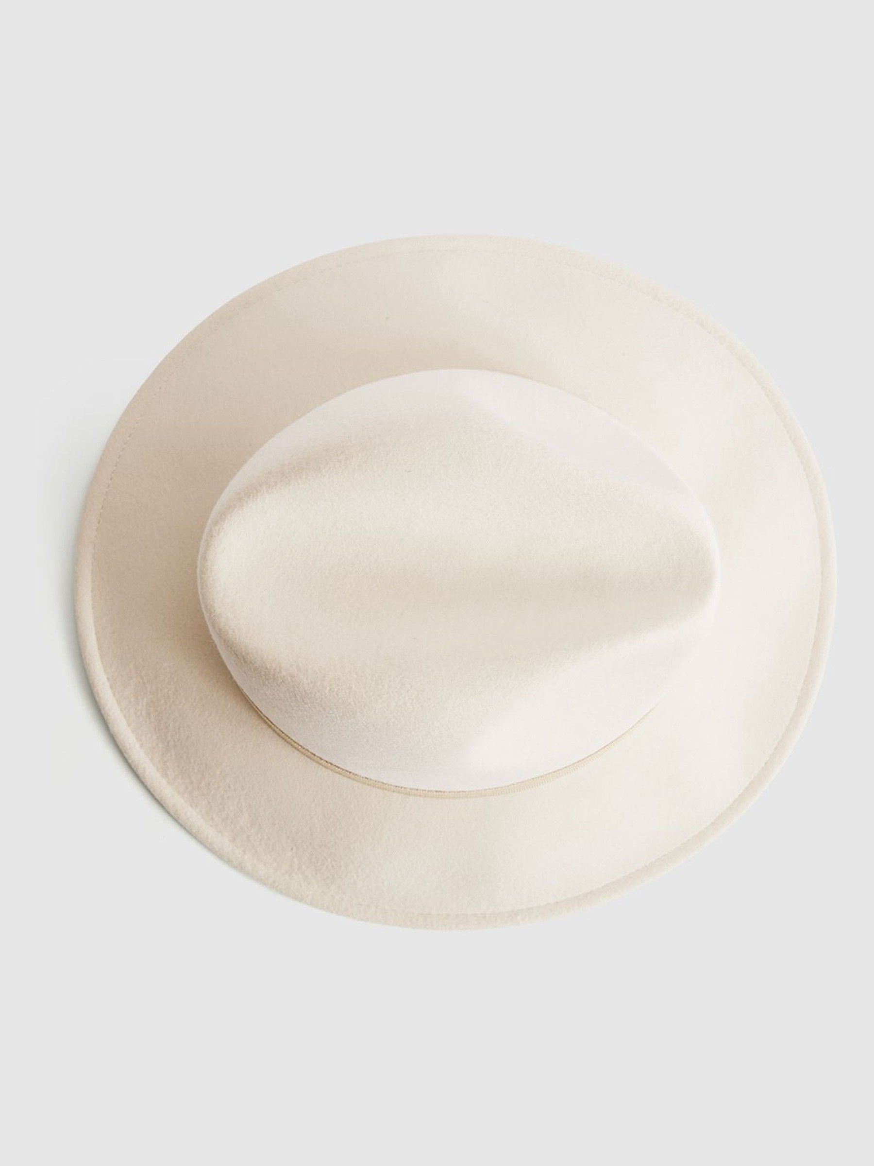 Wool Fedora Hat in Ivory - Image 4 of 5