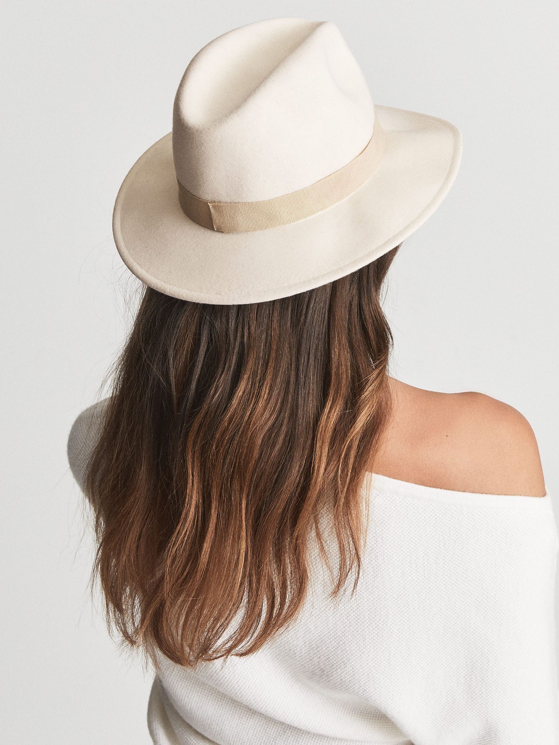 Wool Fedora Hat in Ivory - Image 5 of 5