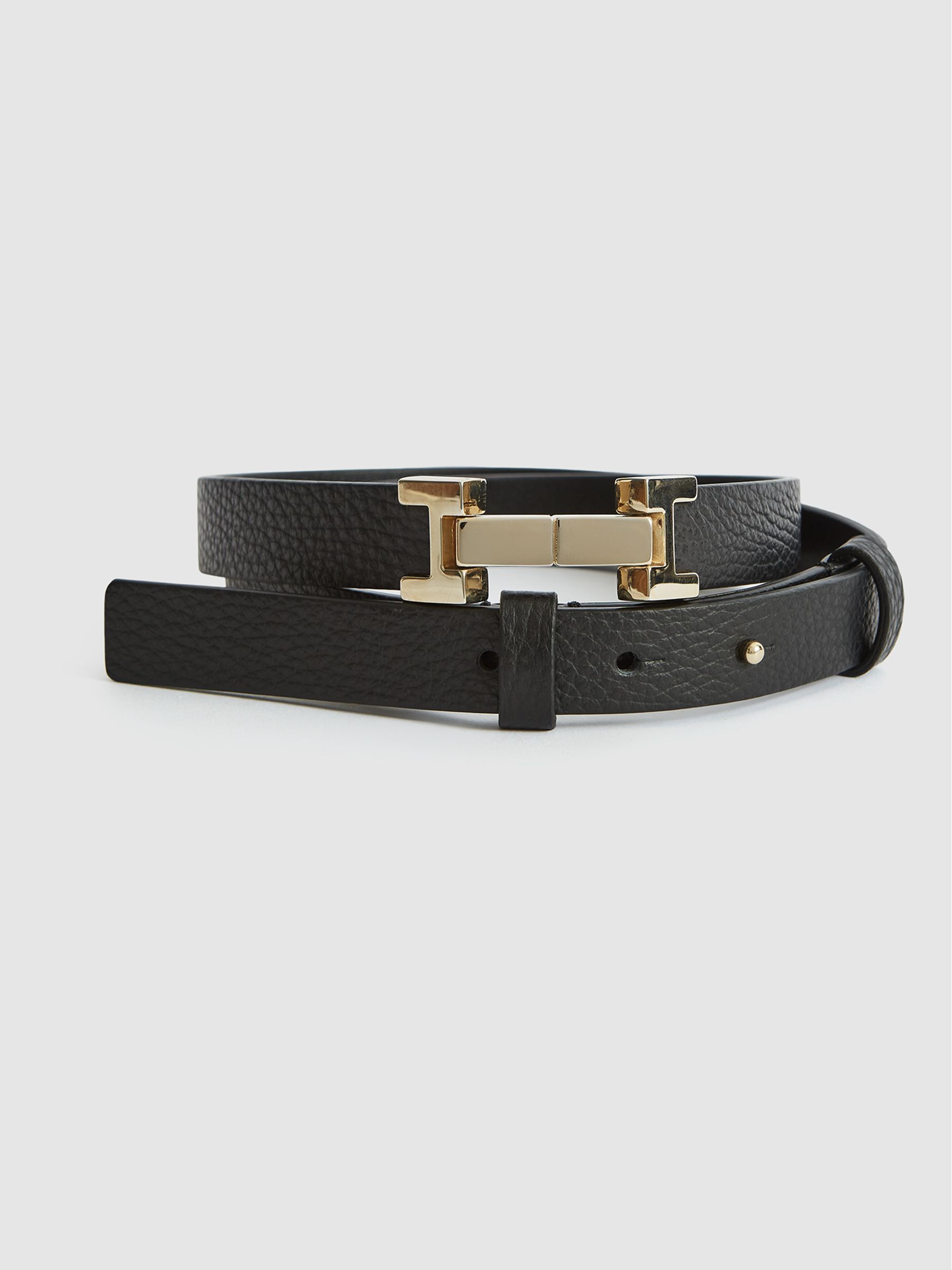 Leather Square Hinge Belt in Black - Image 1 of 2