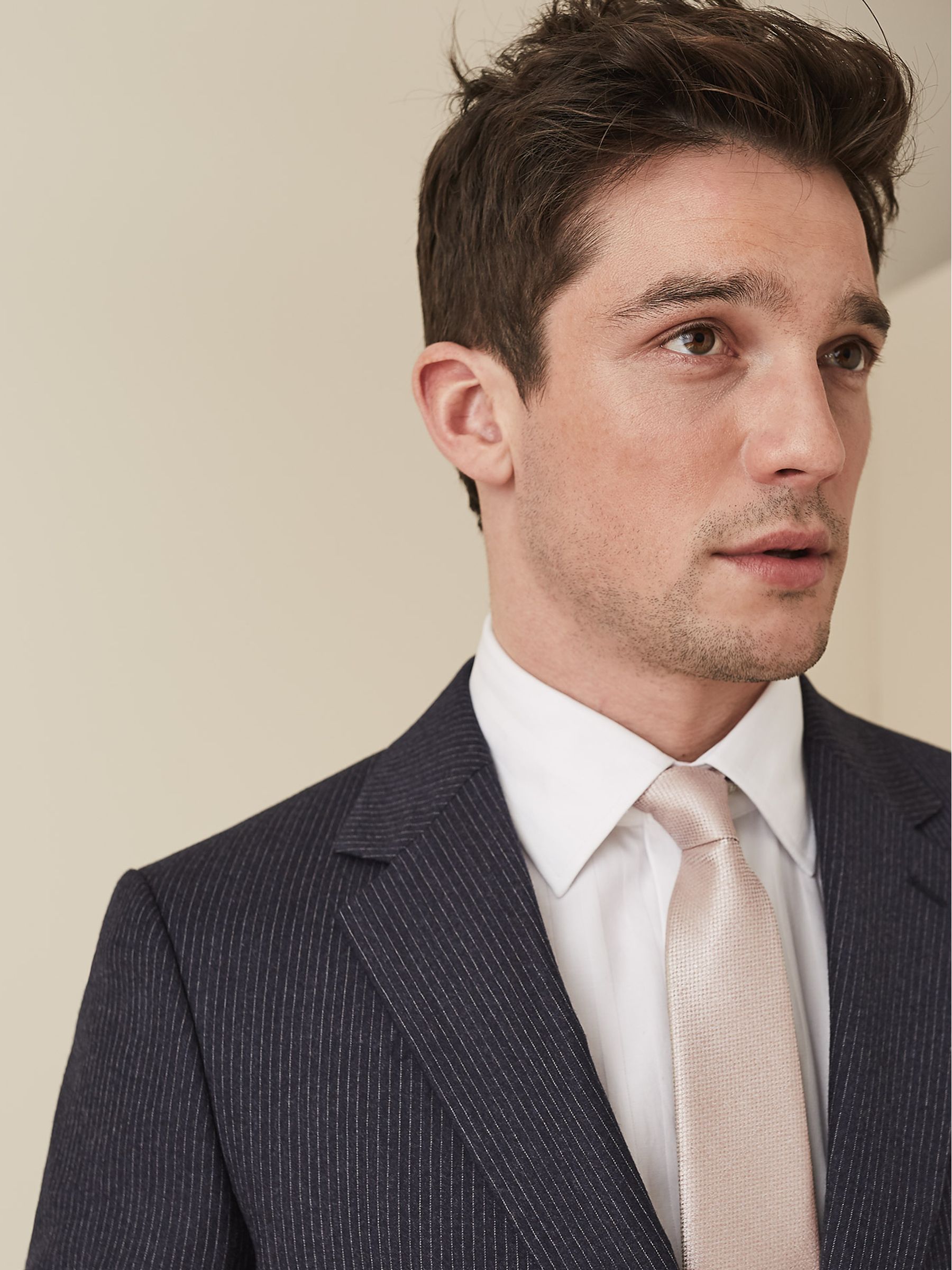 Textured Silk Tie in Champagne - Image 1 of 3 Textured Silk Tie in Champagne - Image 1 of 3