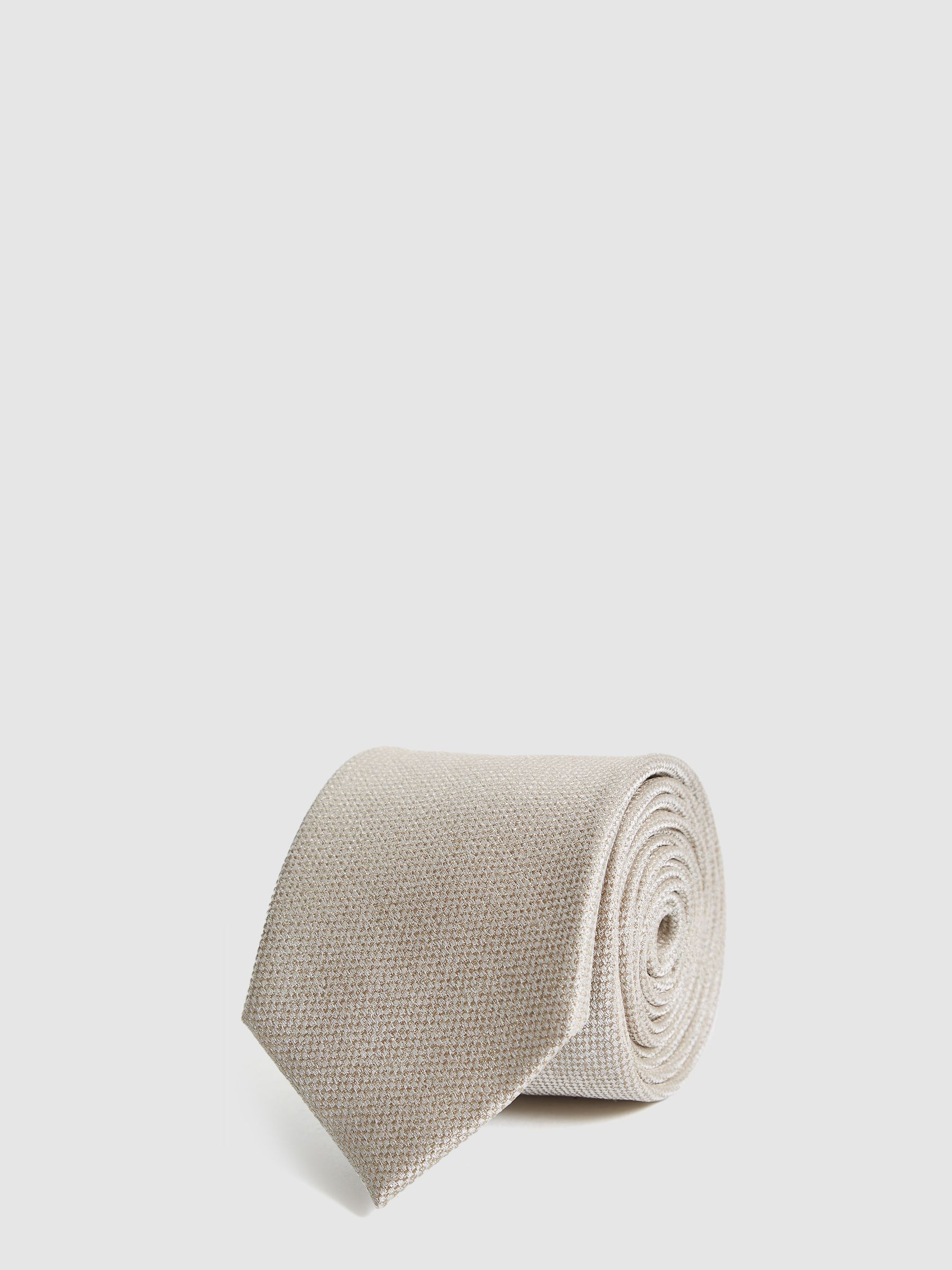 Textured Silk Tie in Champagne - Image 2 of 3