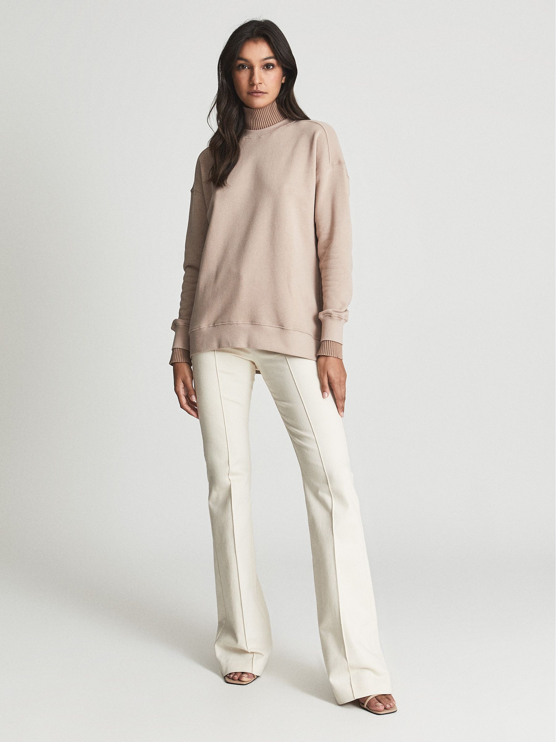 Ribbed Roll-neck Sweater in Camel - Image 1 of 5