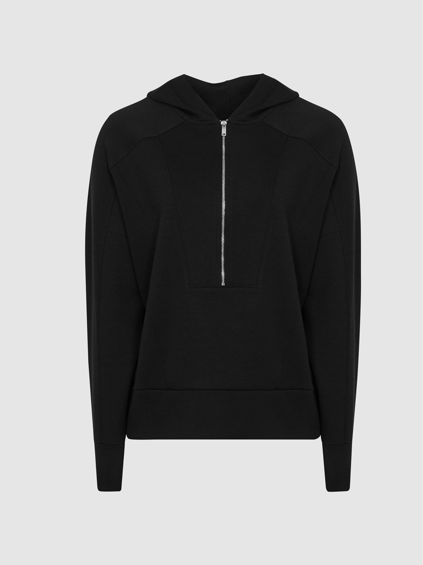 Loungewear Zip Neck Hoodie in Black - Image 2 of 4