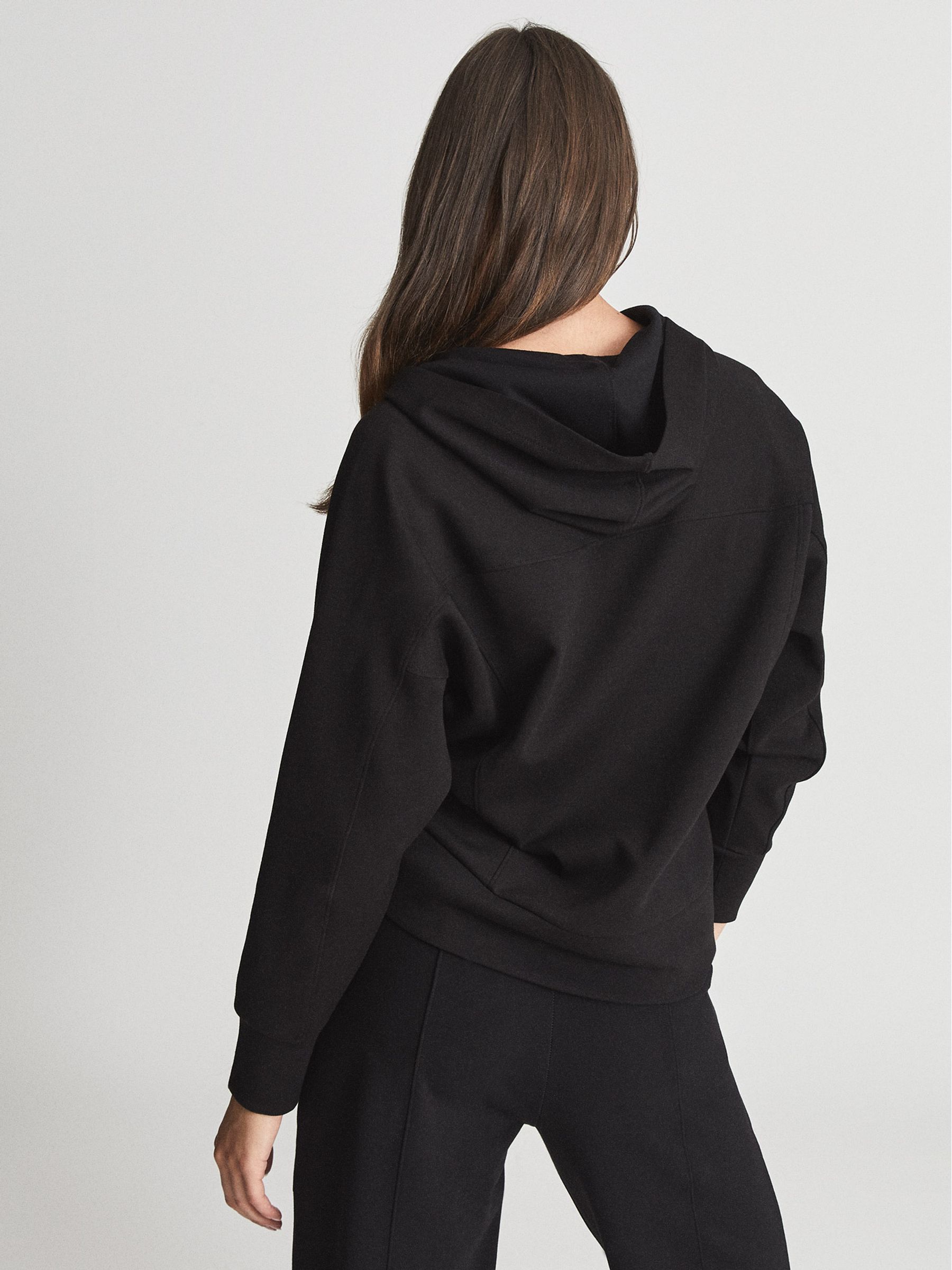 Loungewear Zip Neck Hoodie in Black - Image 4 of 4