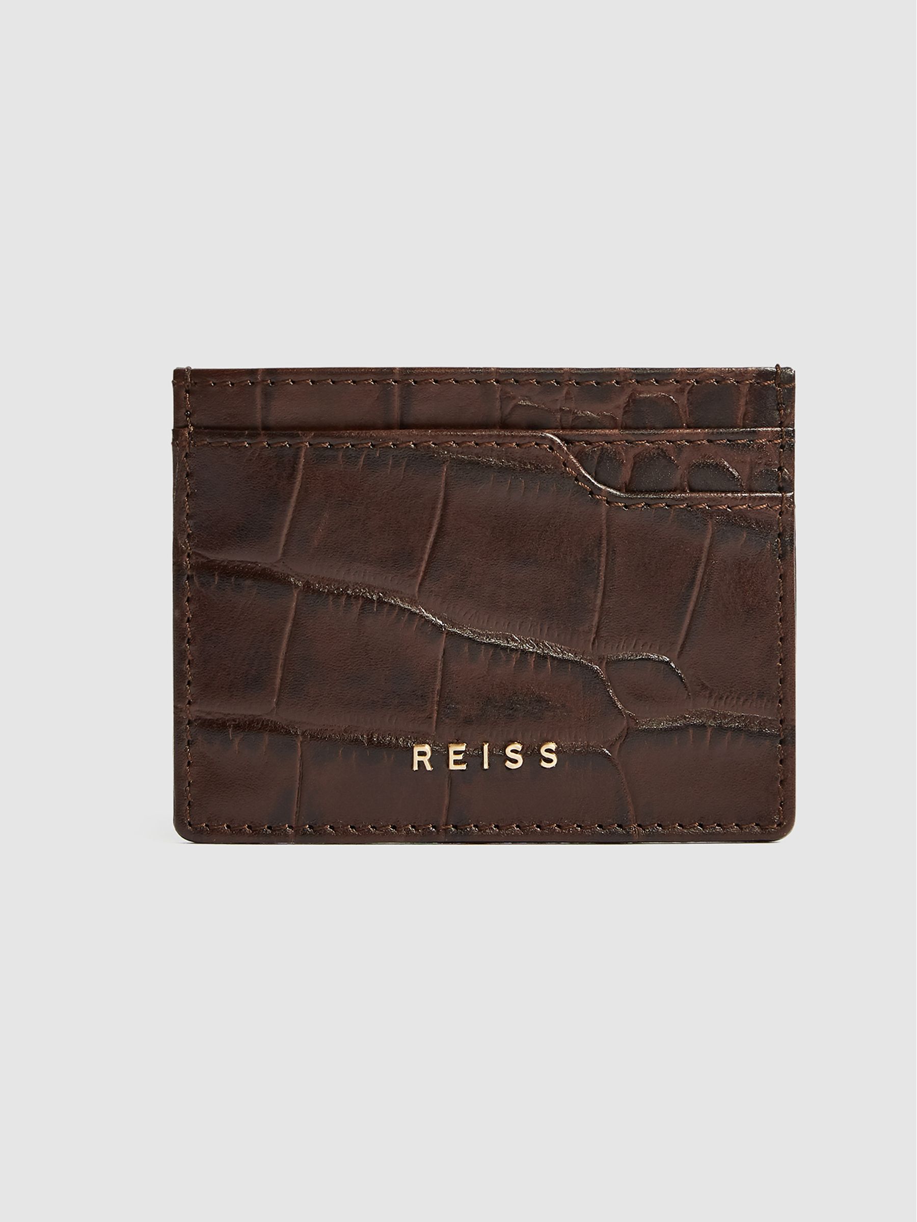 Leather Card Holder in Chocolate - Image 1 of 2 Leather Card Holder in Chocolate - Image 1 of 2