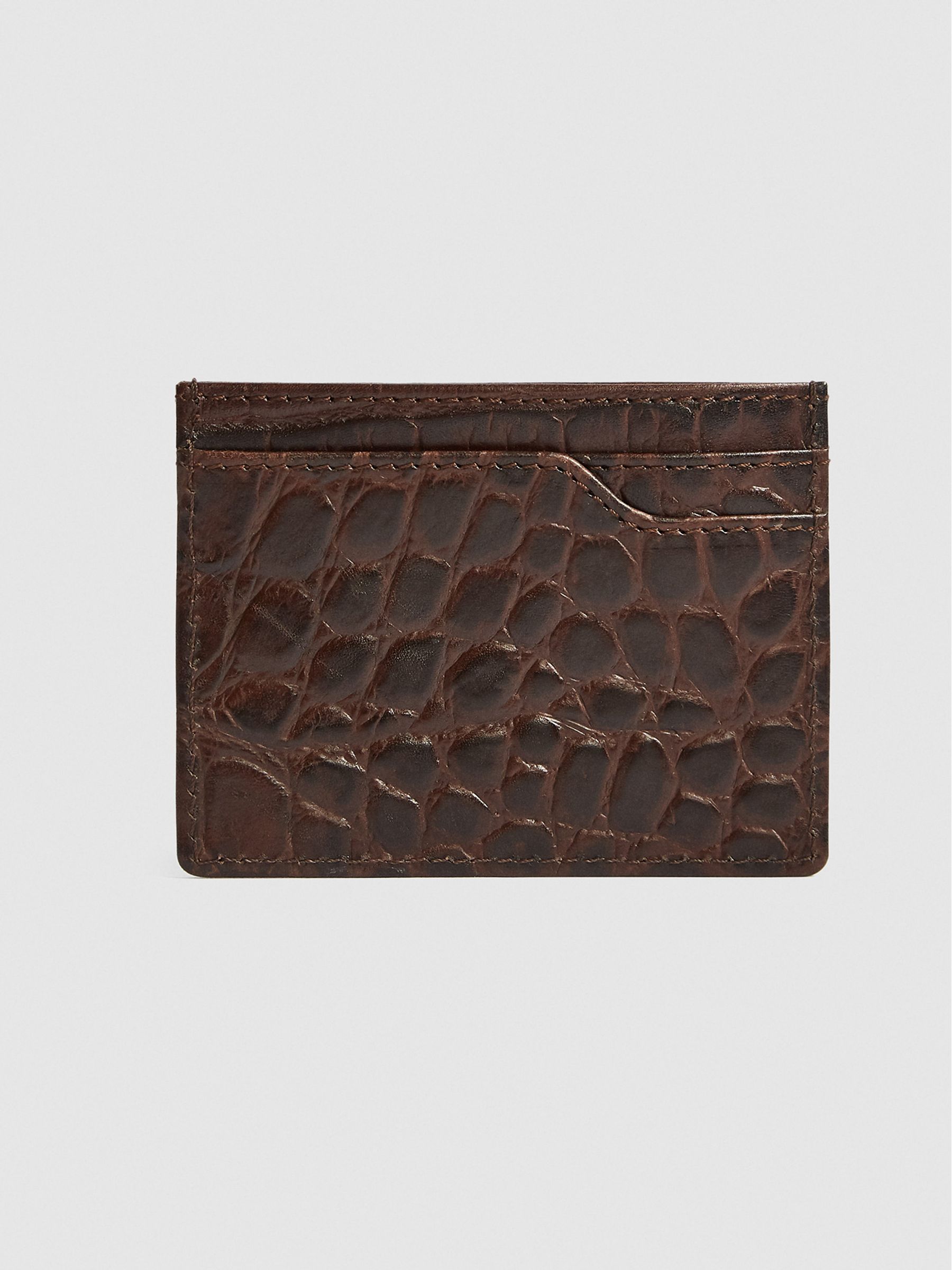 Leather Card Holder in Chocolate - Image 2 of 2