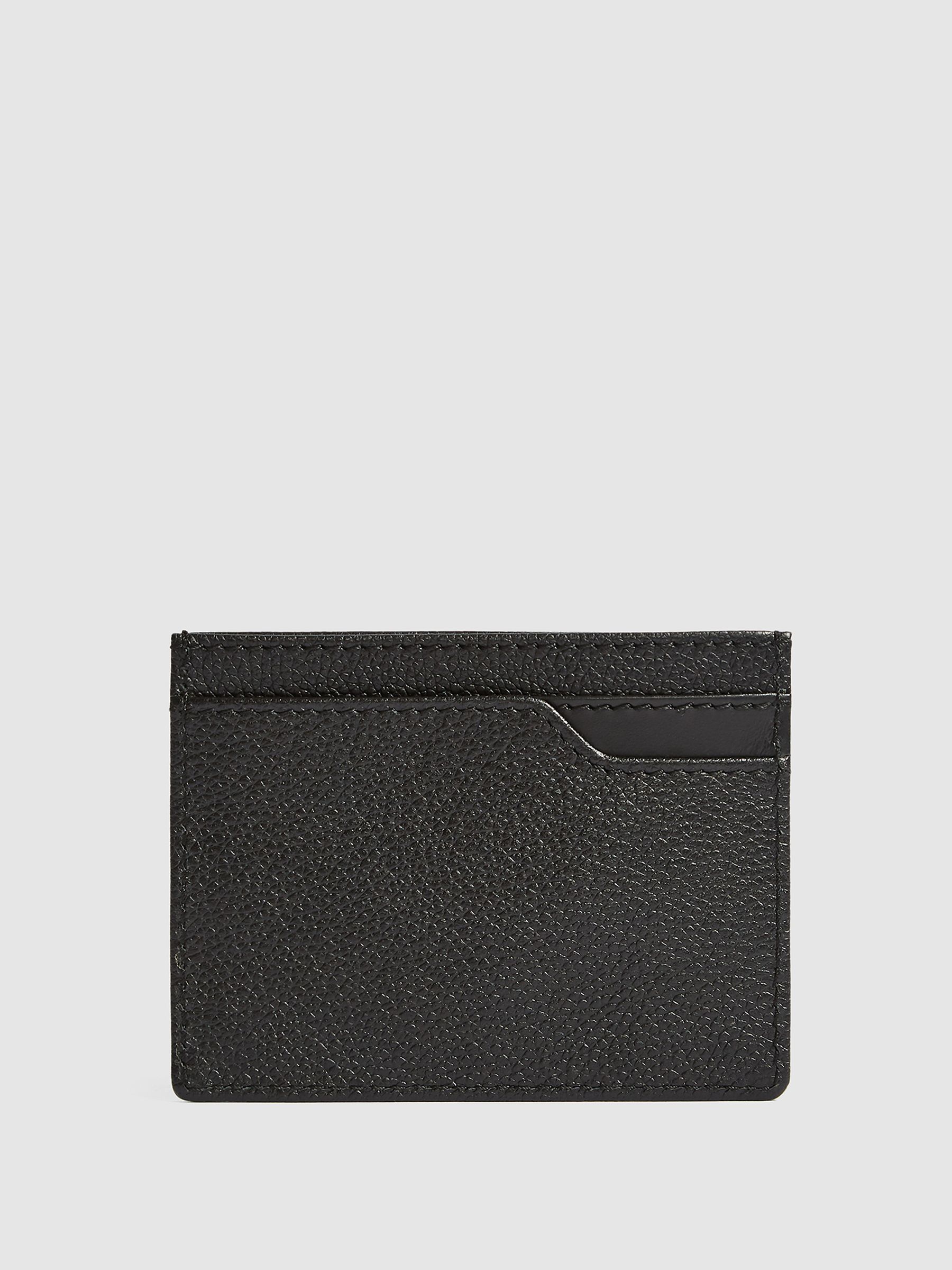 Leather Card Holder in Black - Image 1 of 4 Leather Card Holder in Black - Image 1 of 4
