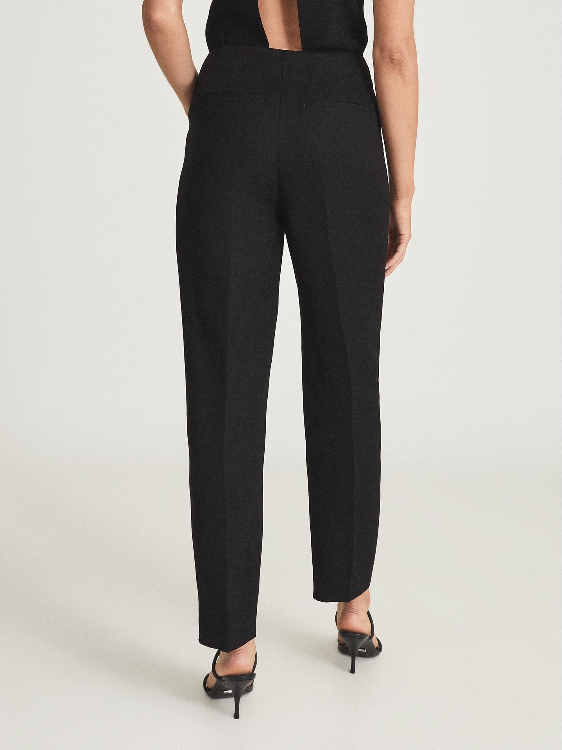 Linen Blend Trousers With Exposed Zip in Black - Image 5 of 6