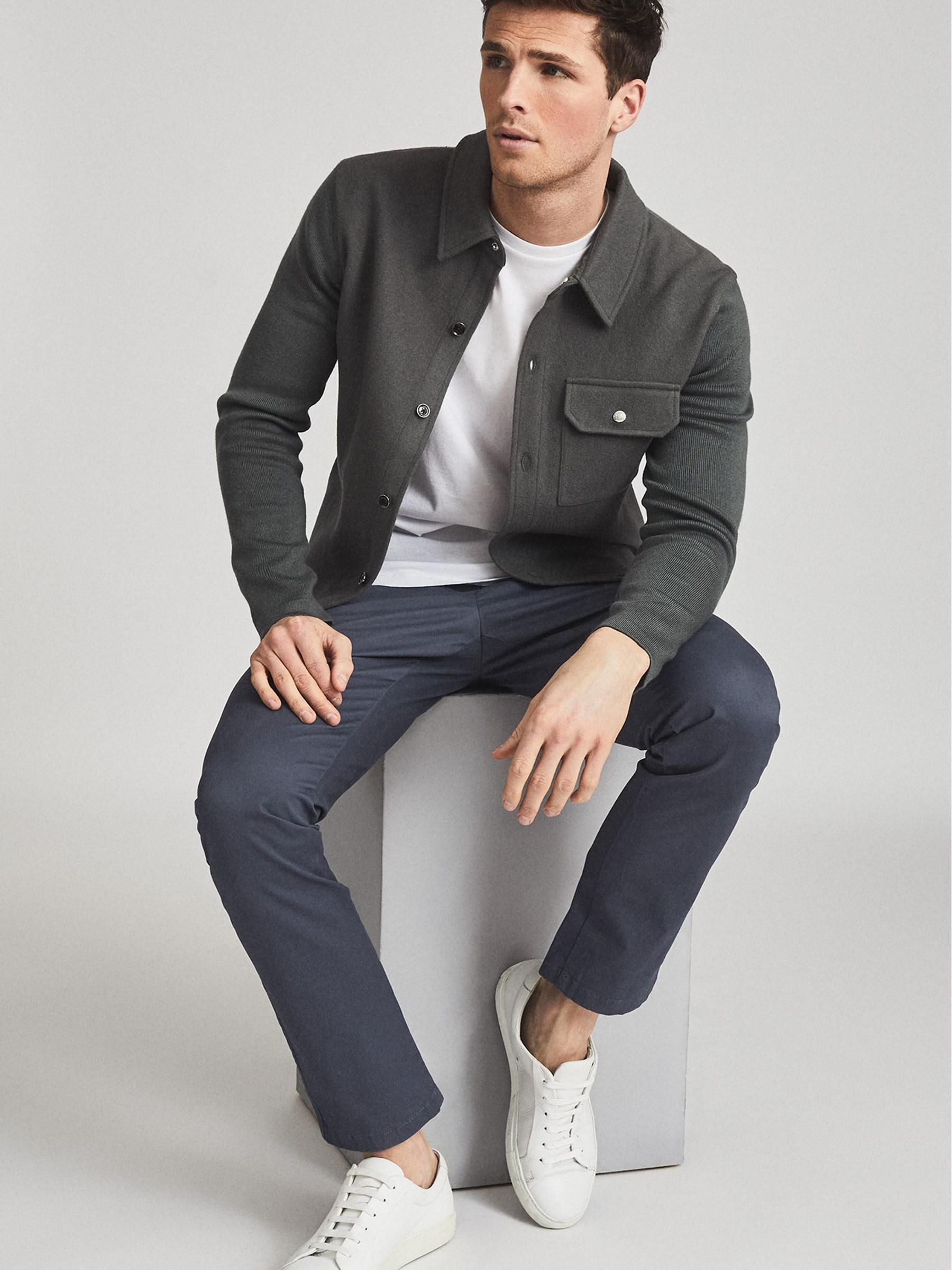 Washed Slim Fit Chinos in Airforce Blue - Image 1 of 1