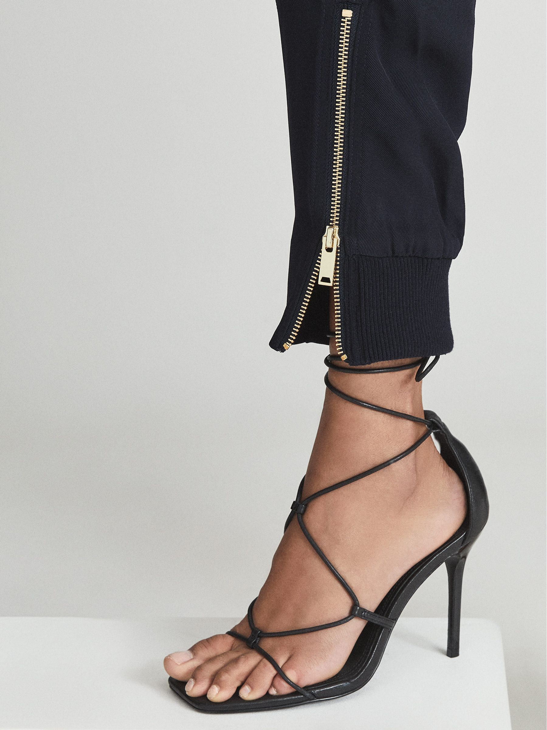 High Waist Slim Trousers in Navy Blue - Image 5 of 6