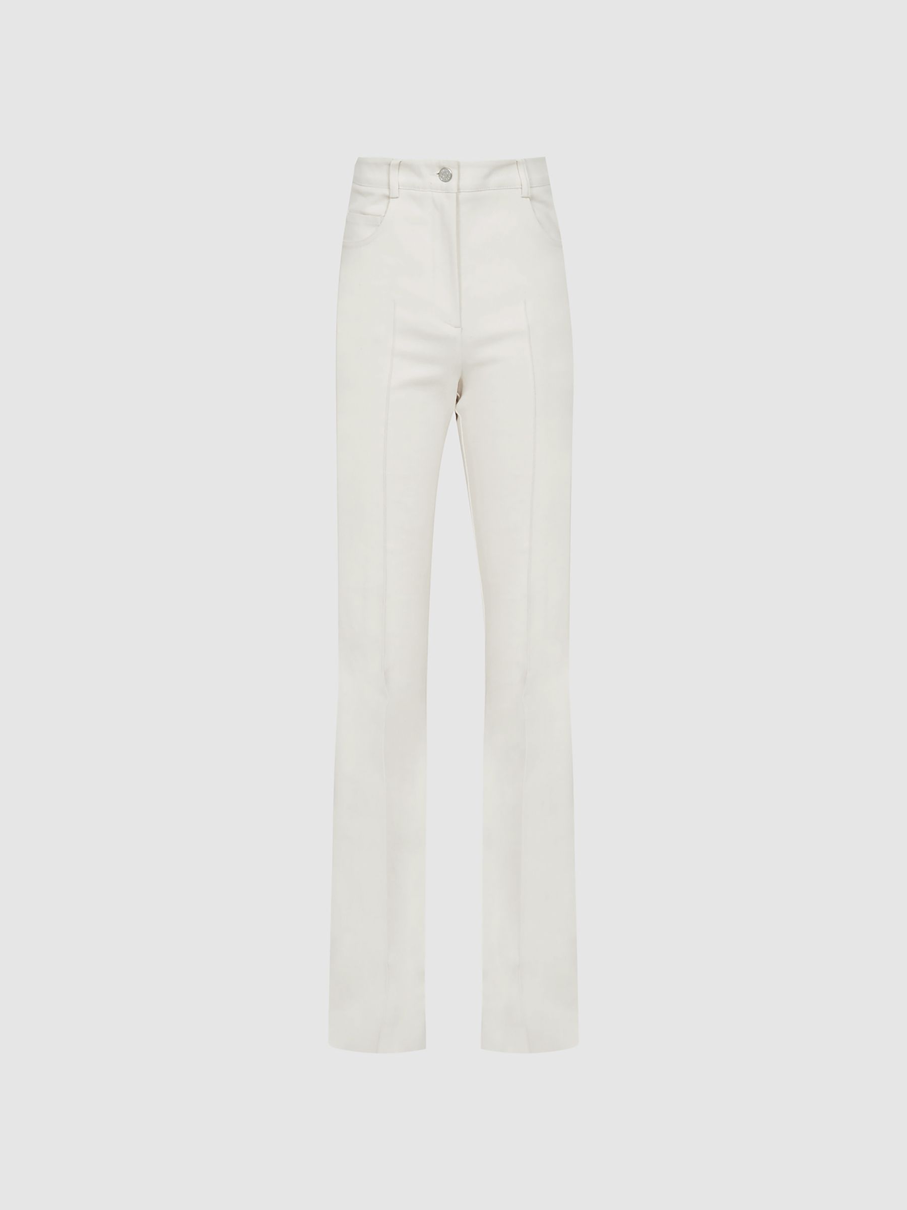 High Rise Flared Trousers in Cream - Image 2 of 6