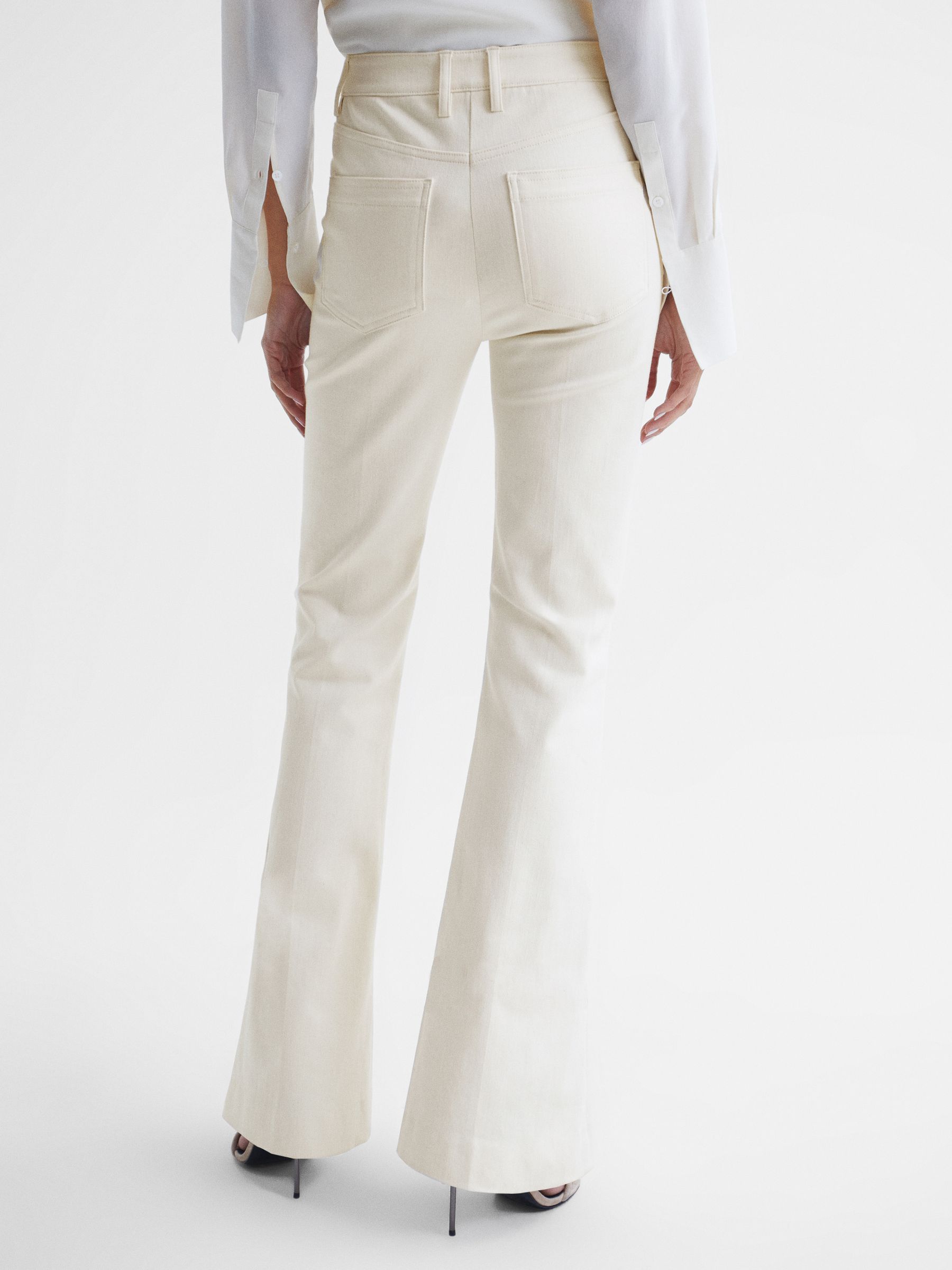 High Rise Flared Trousers in Cream - Image 5 of 6