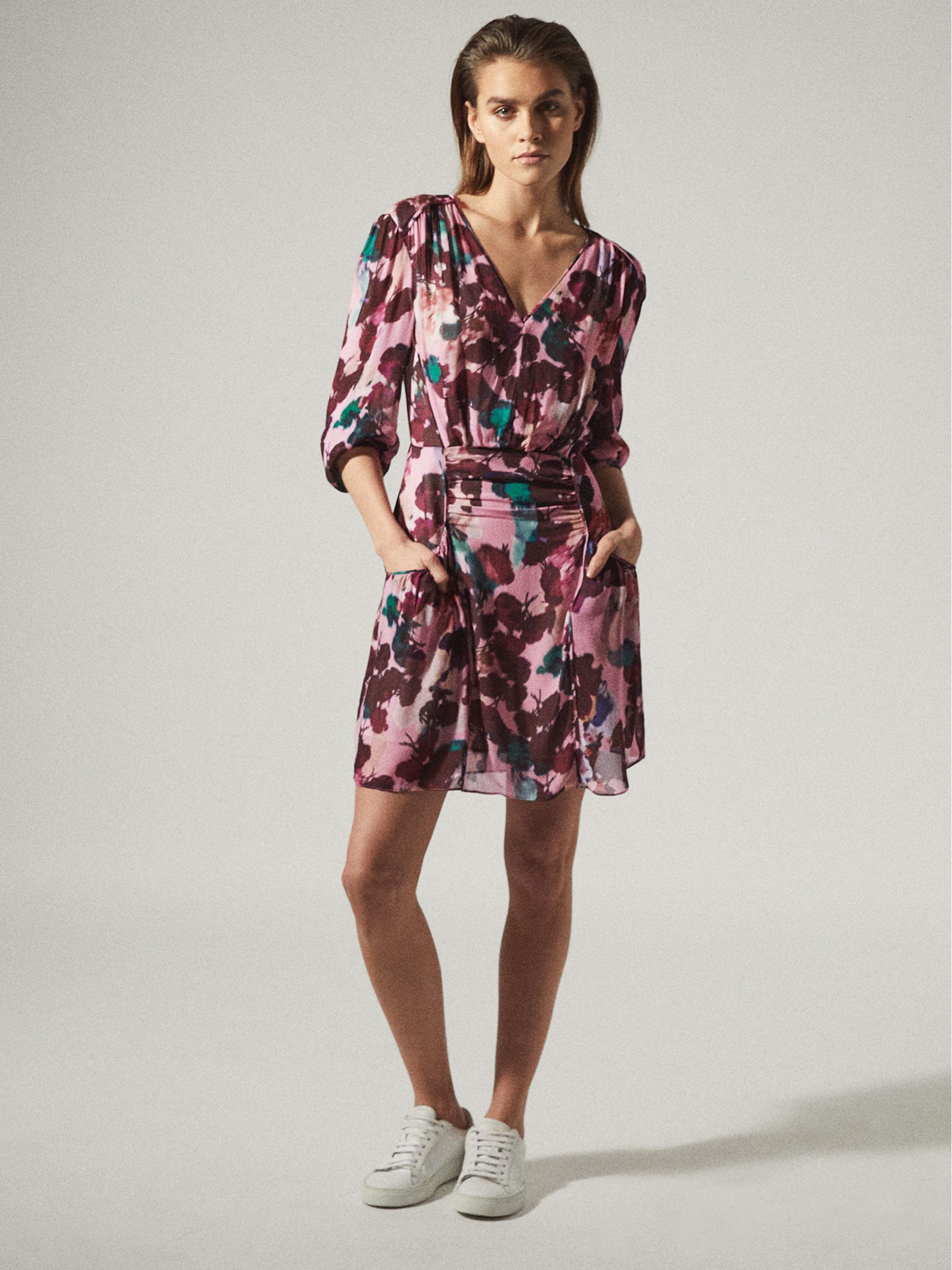 Midikleid mit floralem Design, Pink - Bild 1 von 6