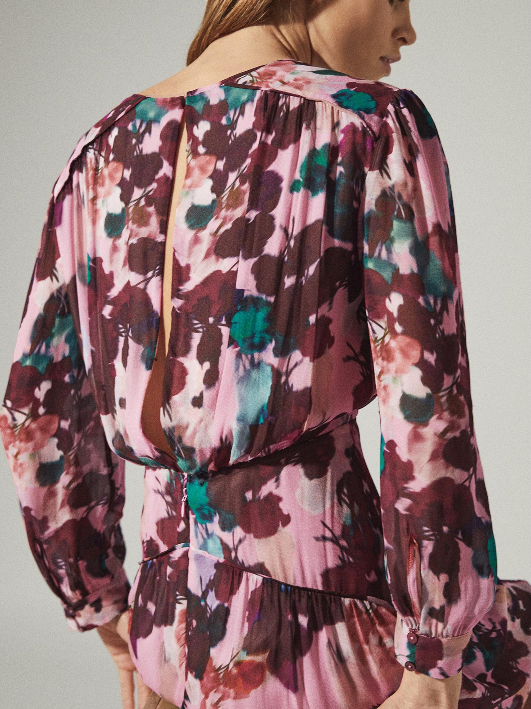 【海外限定】REISSドレス☆Rochelle Satin Floral-Print Slip Ma Buy Reiss Gold Rochelle Satin Floral-Print Slip Maxi Dress