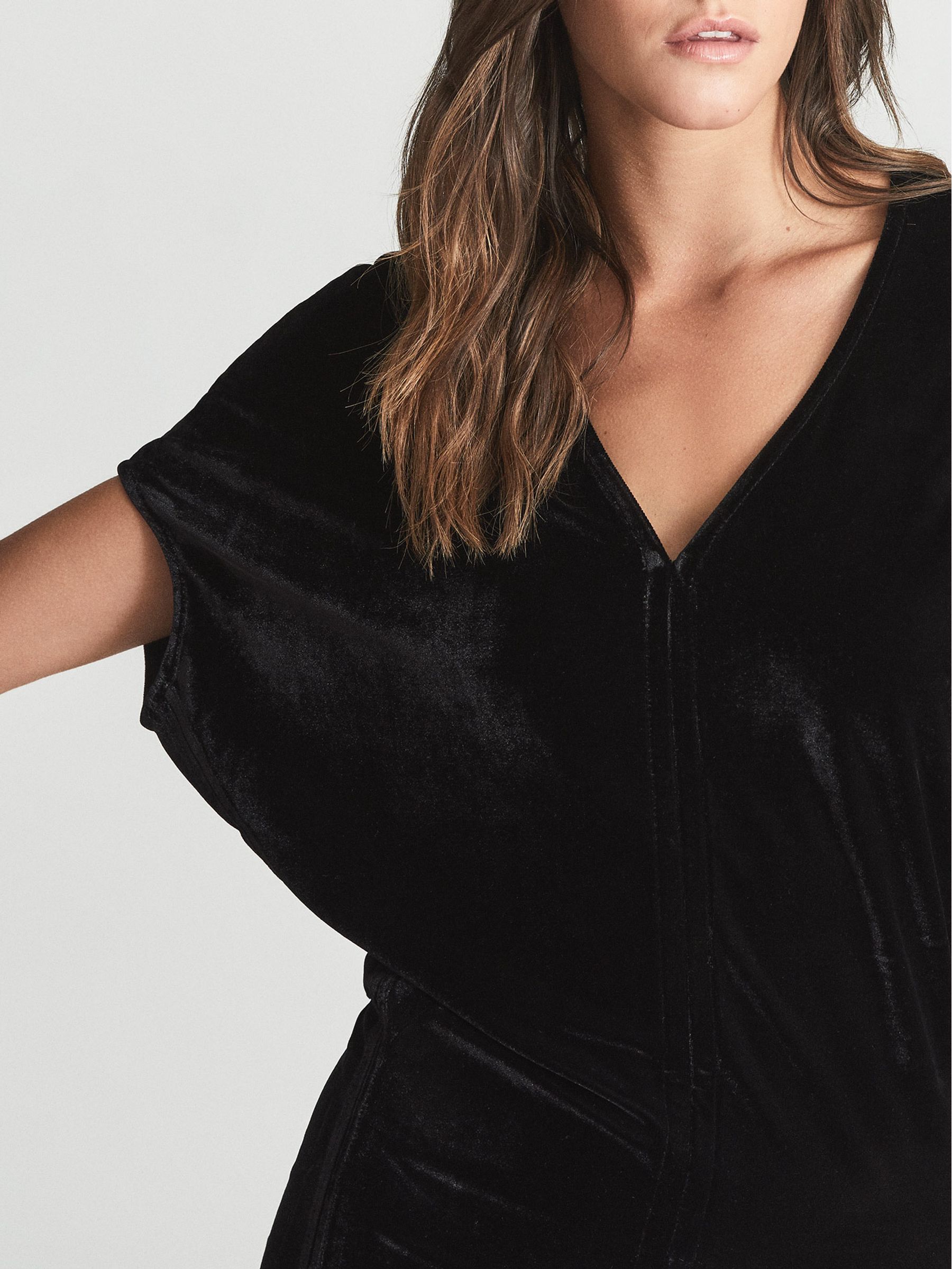Reiss Velvet Mini Dress in Black | REISS