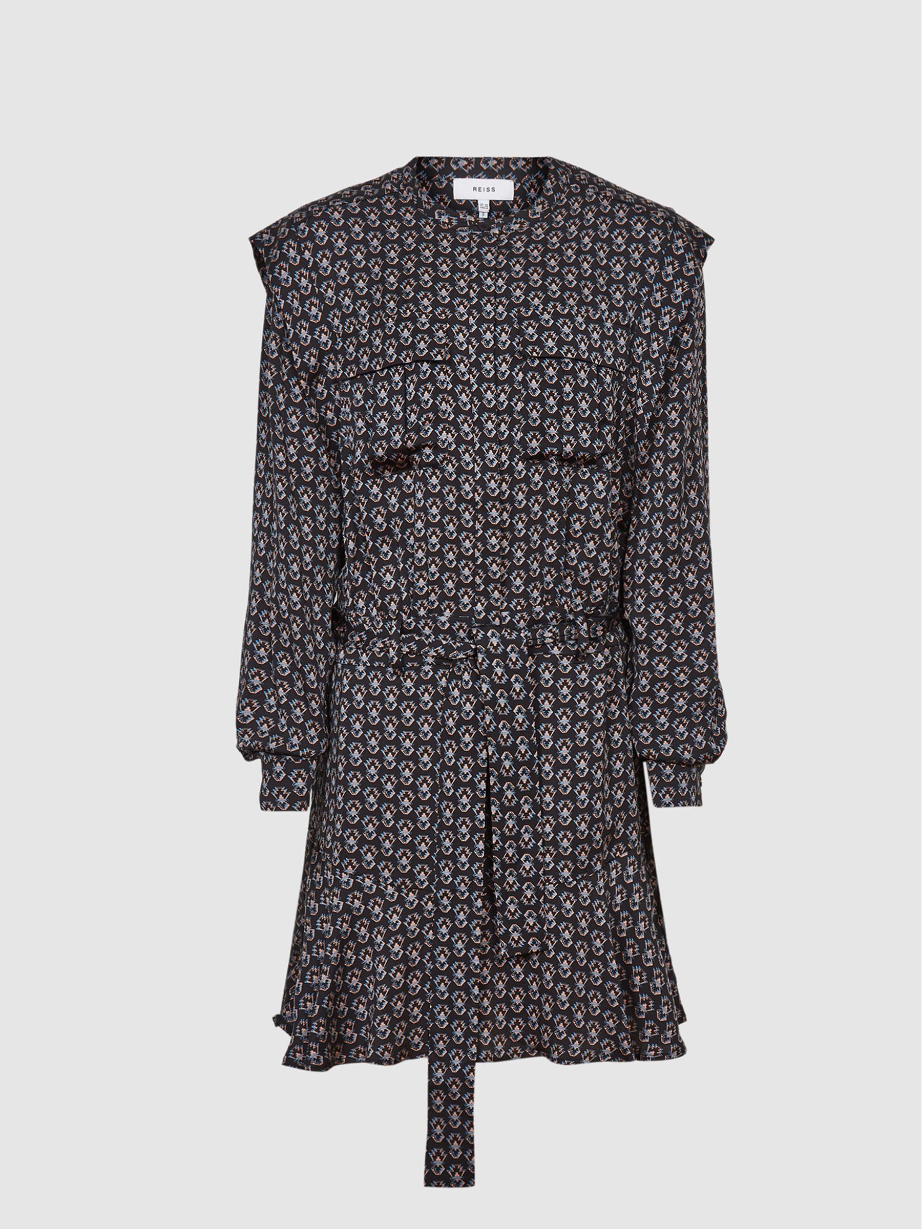 Geometric Print Flippy Dress in Navy - Image 2 of 4