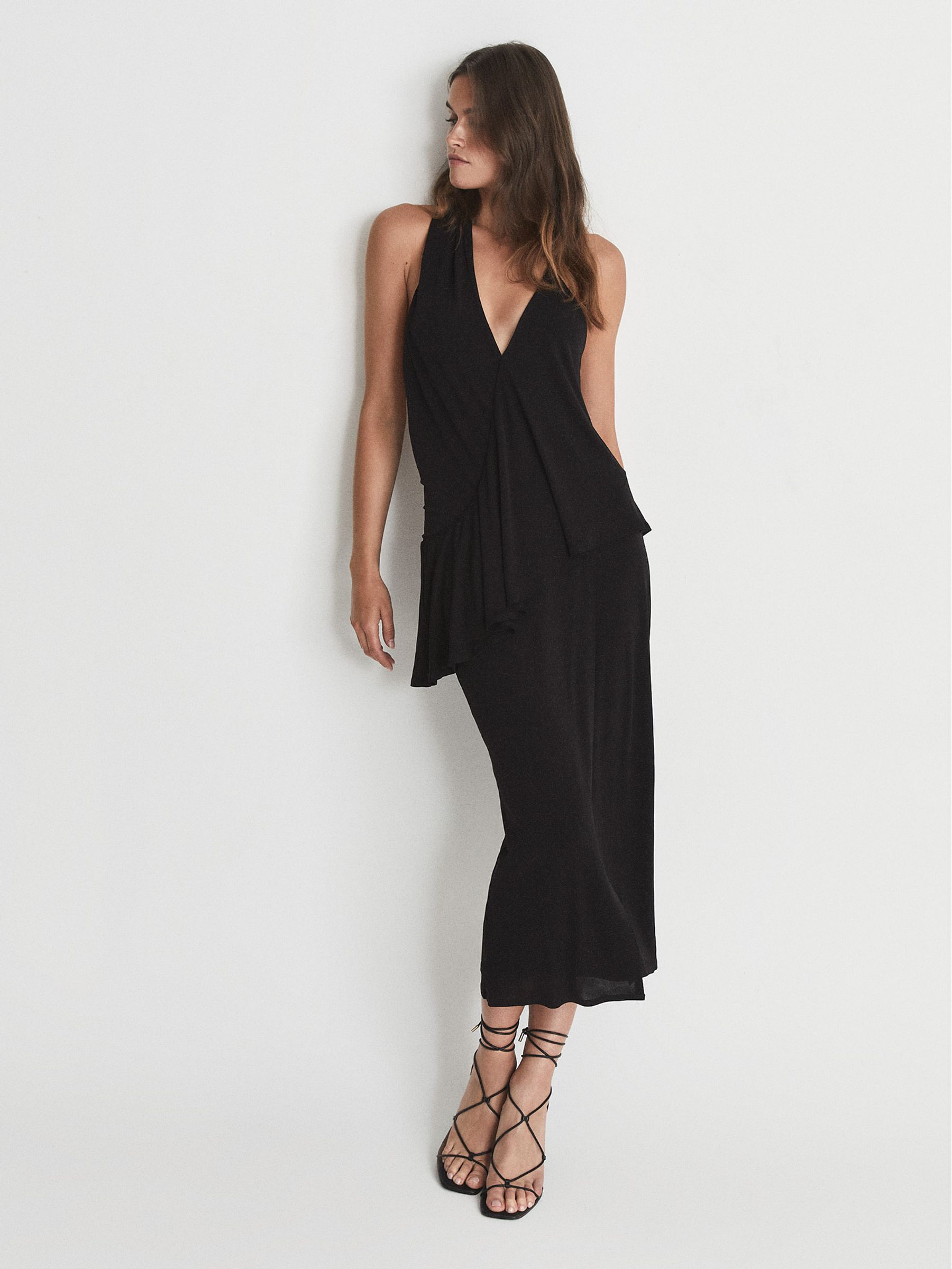 Strappy Open Back Cocktail Dress in Black - Image 6 of 6